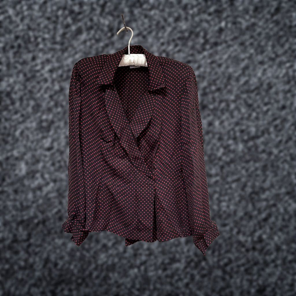 Vintage Worth Blouse Shirt Adults 8 Black Red Polka Dot Silk Wrap Long Sleeve Womens Size M / US 6-8 / IT 42-44 - 1 Thumbnail
