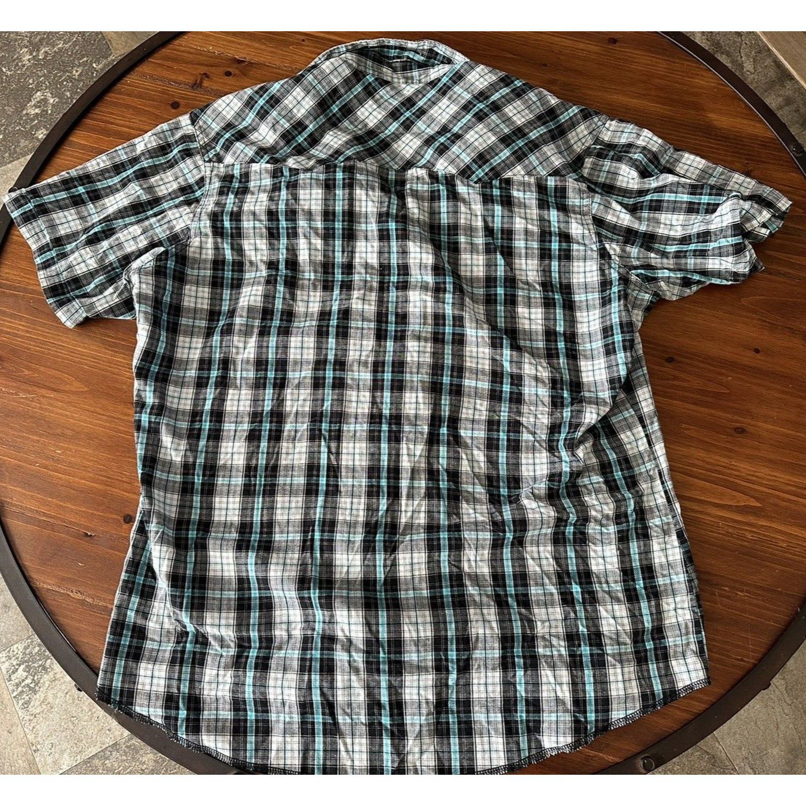 Wrangler WRANGLER Wrancher Shirt LR White/Black/Teal Plaid Pearl Snap Size US L / EU 52-54 / 3 - 9 Thumbnail