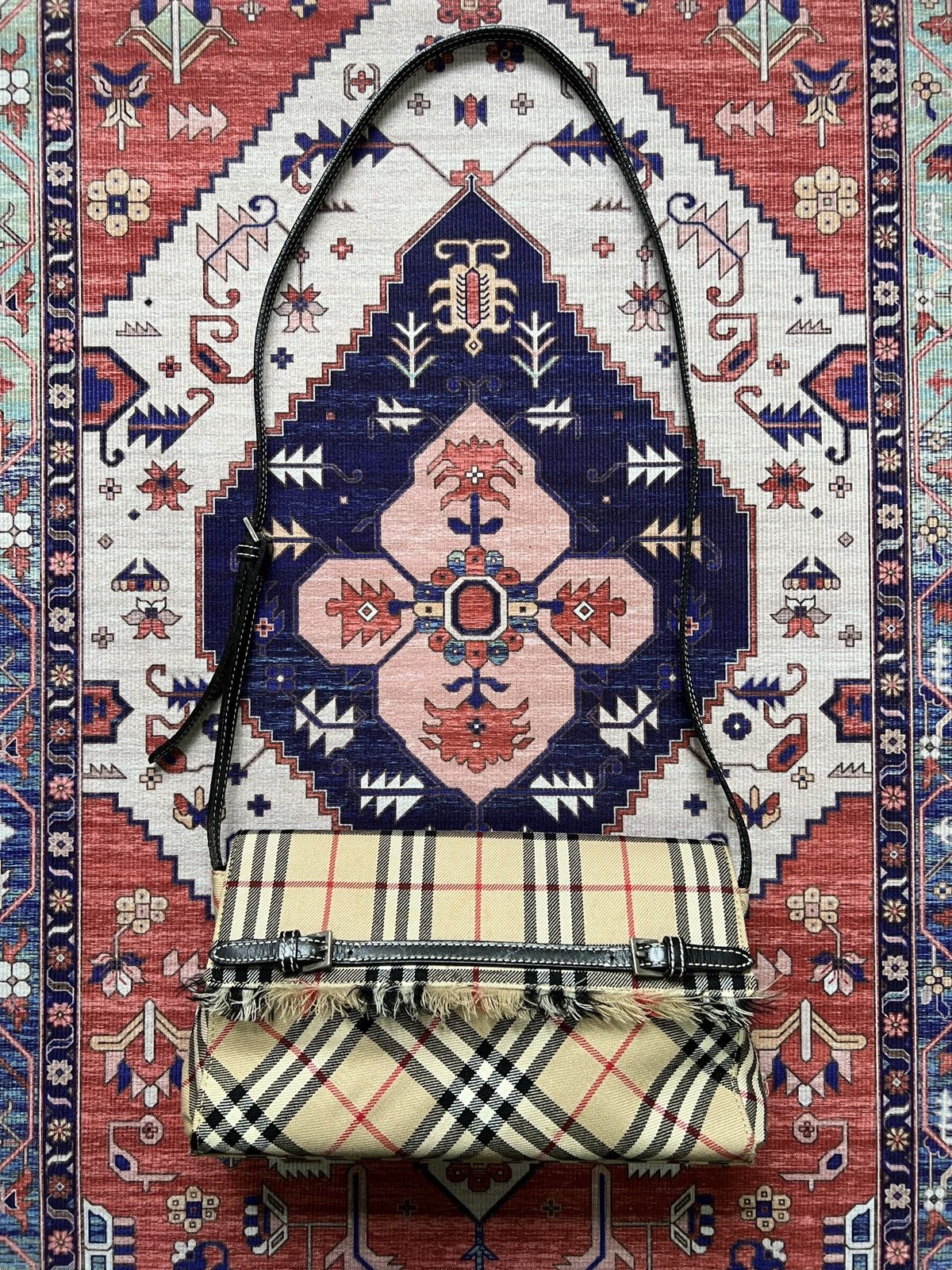 Y2K Burberry Check Blue Label Pochette Sling Bag