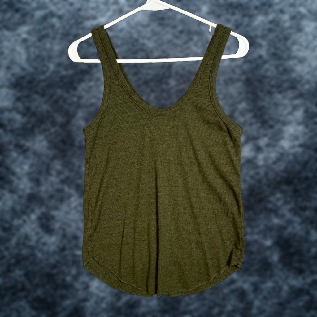 Vintage Chaser Tank Shirt Olive Green Ribbed Button-Front Large Womens Size L / US 10 / IT 46 - 1 Thumbnail