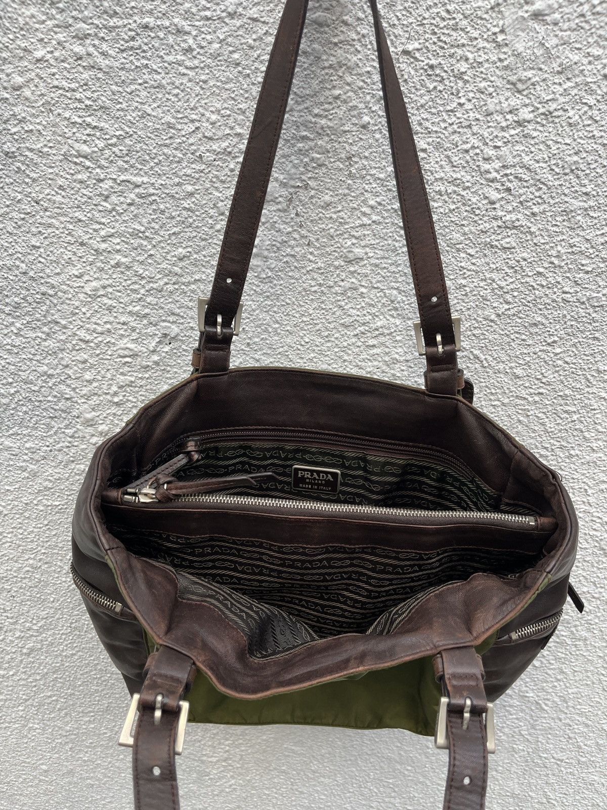 Prada Vintage Prada Tessuto Leather Tote Bag Size ONE SIZE - 11 Thumbnail