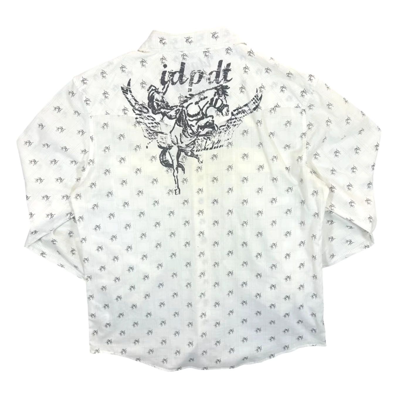 Vintage IDPDT Cowboy Western Patterned Popper White Long Sleeve Shirt XL Large Size US XL / EU 56 / 4 - 3 Thumbnail