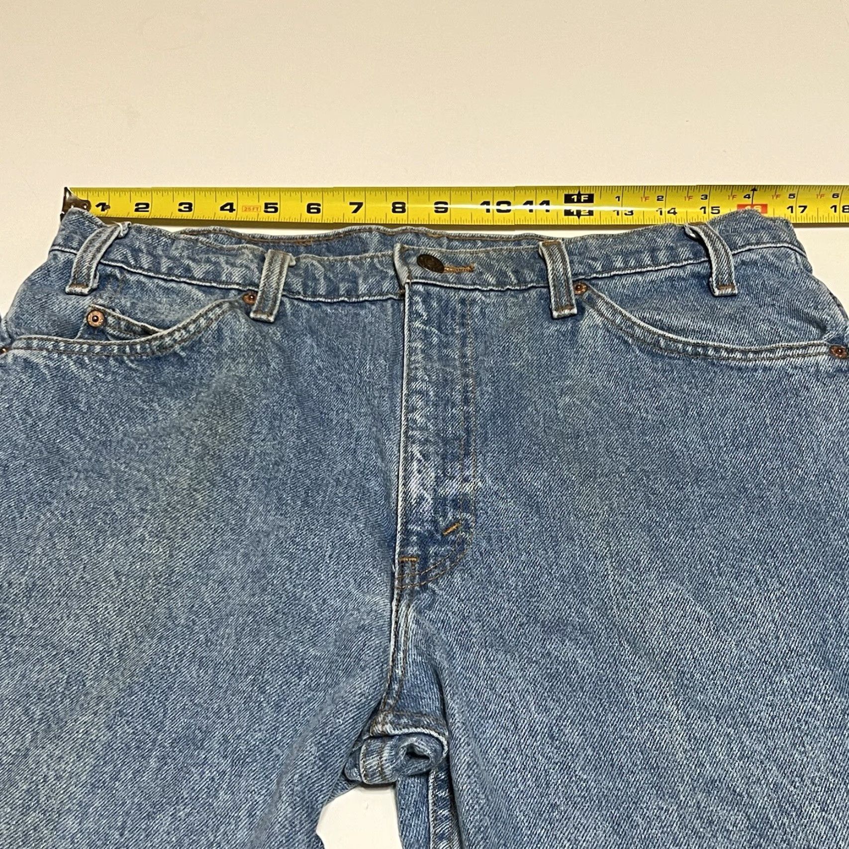Levi's VINTAGE Levi's 505 Orange Tab Jeans Mens Tag 36x30 Measure 34x29 Stained Denim Blue 90s Mens Regular 34x29 Jeans Size US 34 / EU 50 - 3 Thumbnail