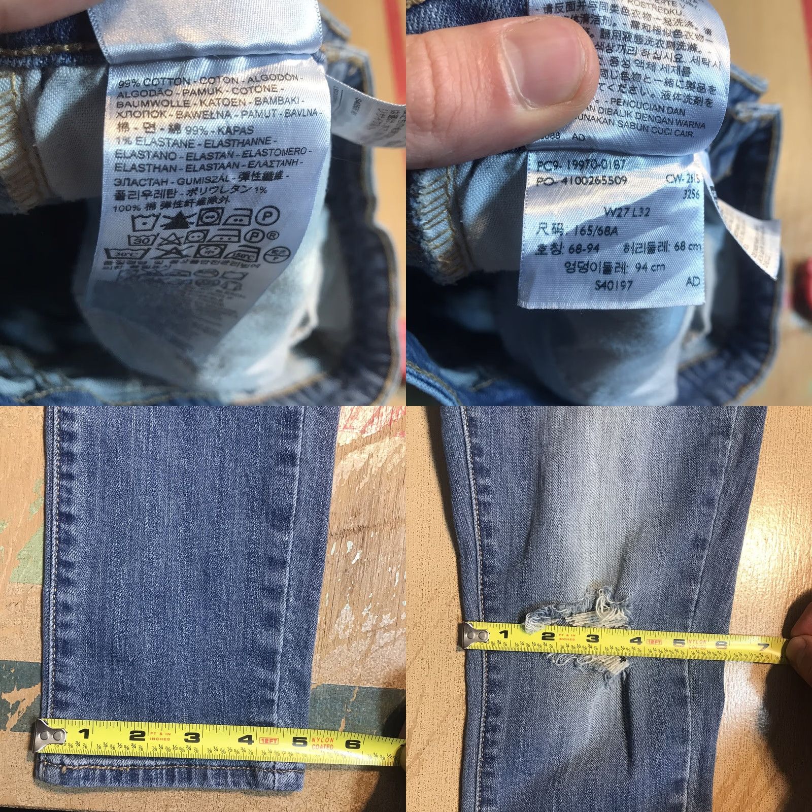 Levi's Levis 721 Skinny Jeans Womens 27 Regular Light Blue Distressed Stretch 5-Pocket Denim Jeans Size 27" / US 4 / IT 40 - 8 Thumbnail