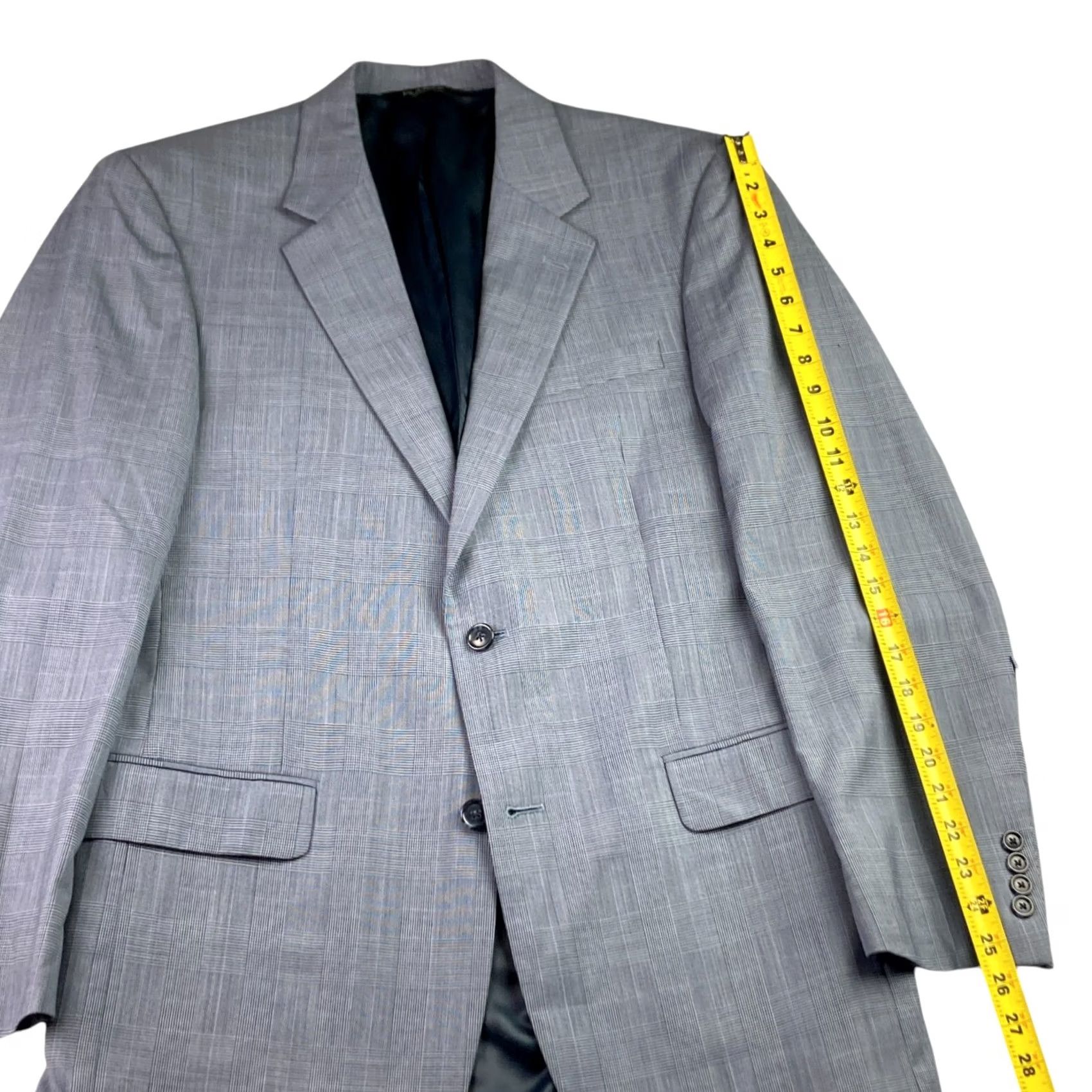 Jos. A. Bank Jos A Bank Men's Wool 2-Button Suit Blue Glen Plaid 40 Long | 34x28 Suit Mens Wool Glen Plaid Blue 2-Button Size 34R - 6 Thumbnail