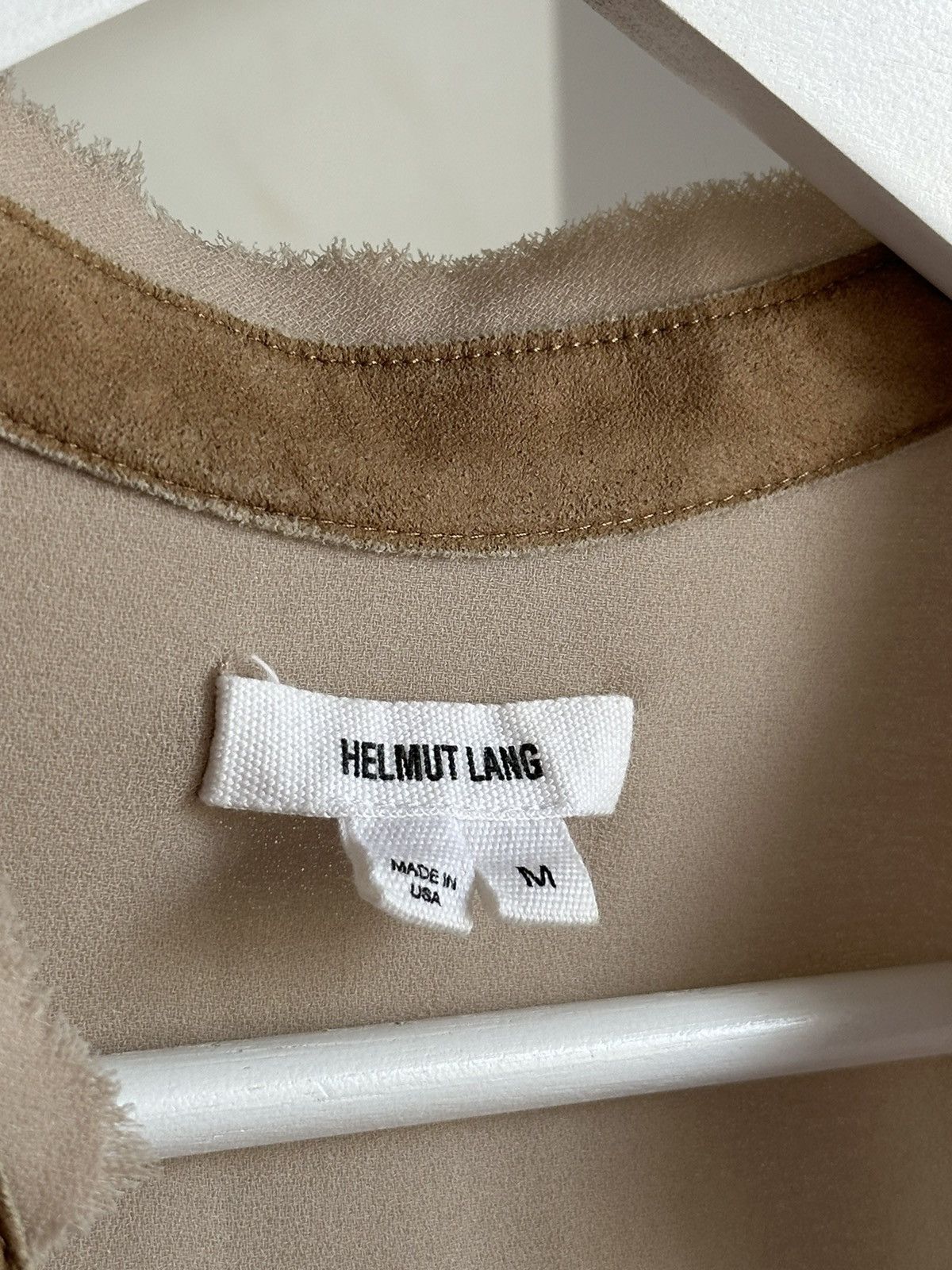 Helmut Lang Helmut Lang USA Raw Hem Leather Button Up Beige Long Shirt Size M / US 6-8 / IT 42-44 - 4 Thumbnail
