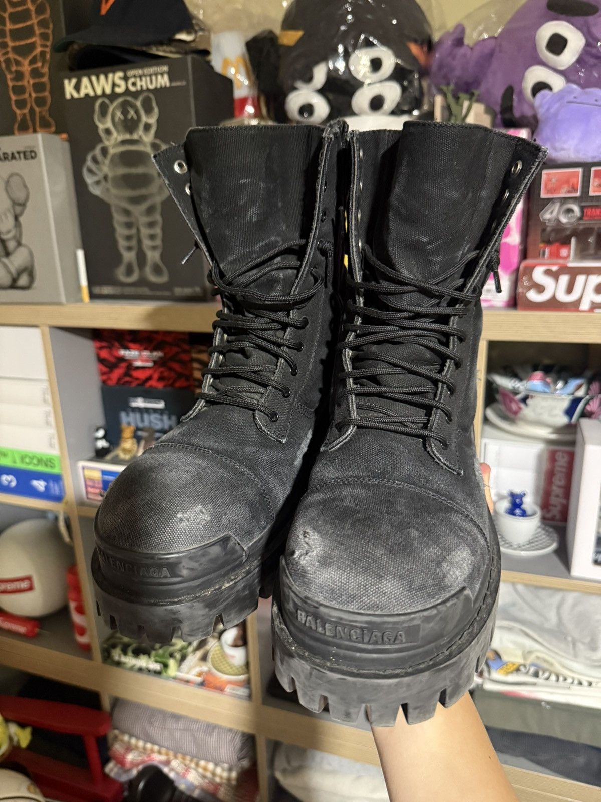 Balenciaga Balenciaga Black Distressed Strike Boot Size US 11 / EU 44 - 2 Thumbnail