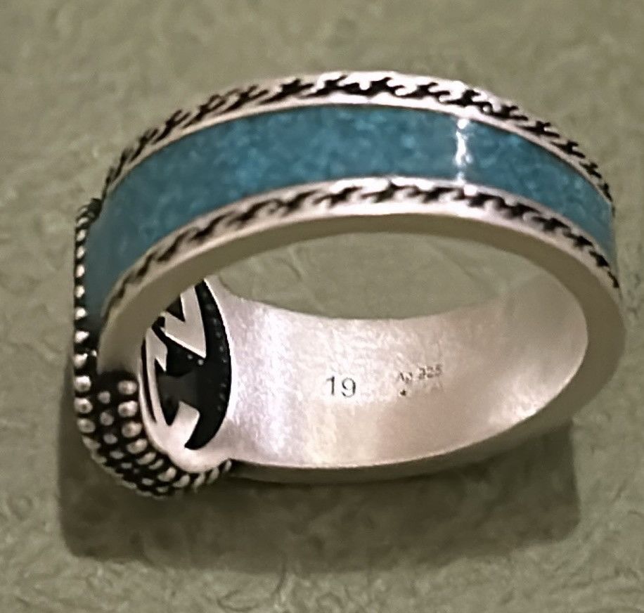 Gucci Gucci Interlocking G Turquoise Enamel Ring 14mm AG925 Size ONE SIZE - 2 Thumbnail