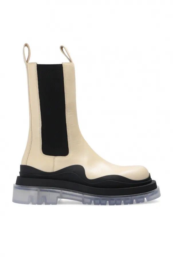 Bottega Veneta o1bcso1str0225 Tire Chelsea Boots in Beige/Black Size US 10 / IT 40 - 1 Thumbnail