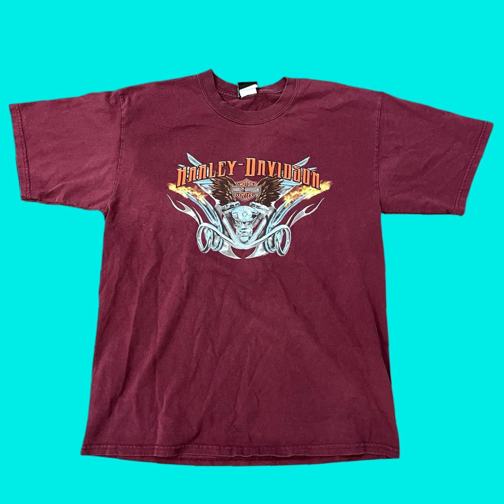 Harley Davidson VINTAGE Harley-Davidson Flame Engine V-Twin Shirt Large Tennessee Eagle Burgundy Size US L / EU 52-54 / 3 - 1 Thumbnail