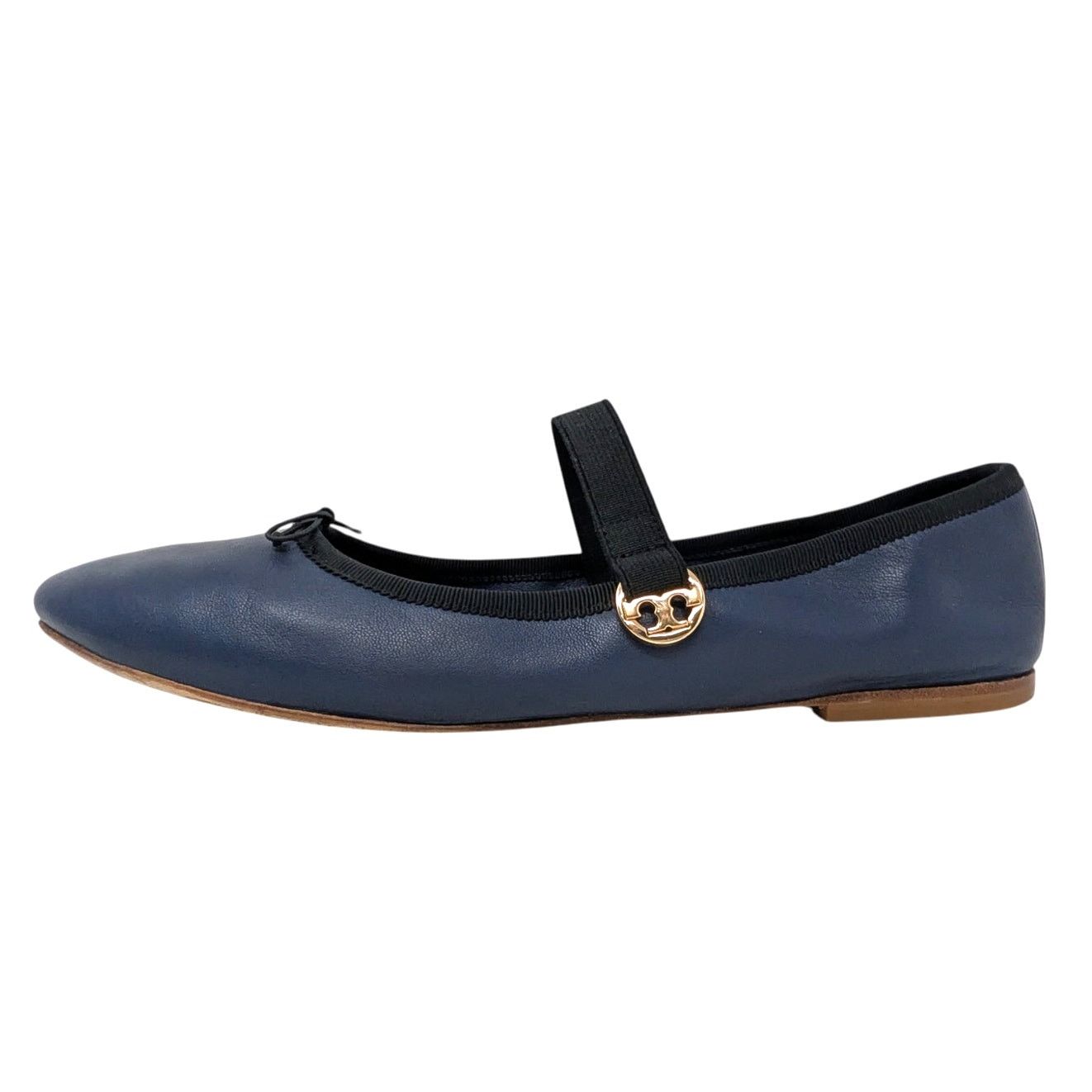 Tory Burch Tory Burch Blue Leather Mary Jane Flats Gold Logo 8.5 Size US 8.5 / IT 38.5 - 1 Thumbnail