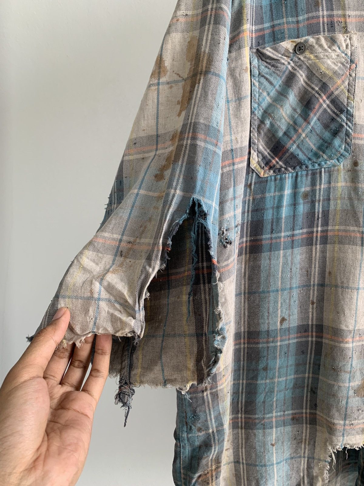 Vintage Thrashed Vintage Flannel Distressed Grunge ERD Size US XL / EU 56 / 4 - 4 Thumbnail