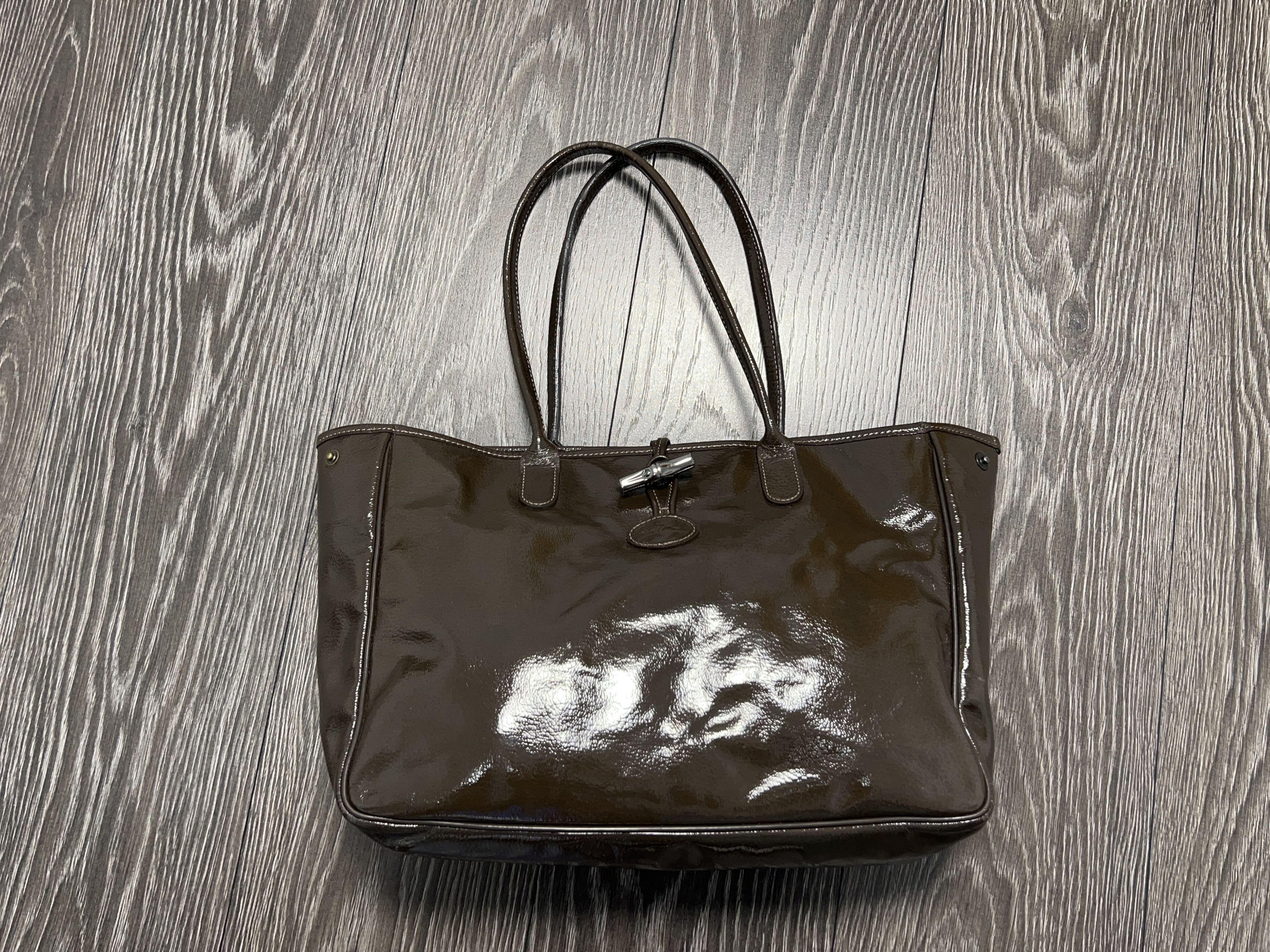 Longchamp Paris Roseau Patent Leather Tote Bag Handle Shoulder Bag Size ONE SIZE - 2 Thumbnail