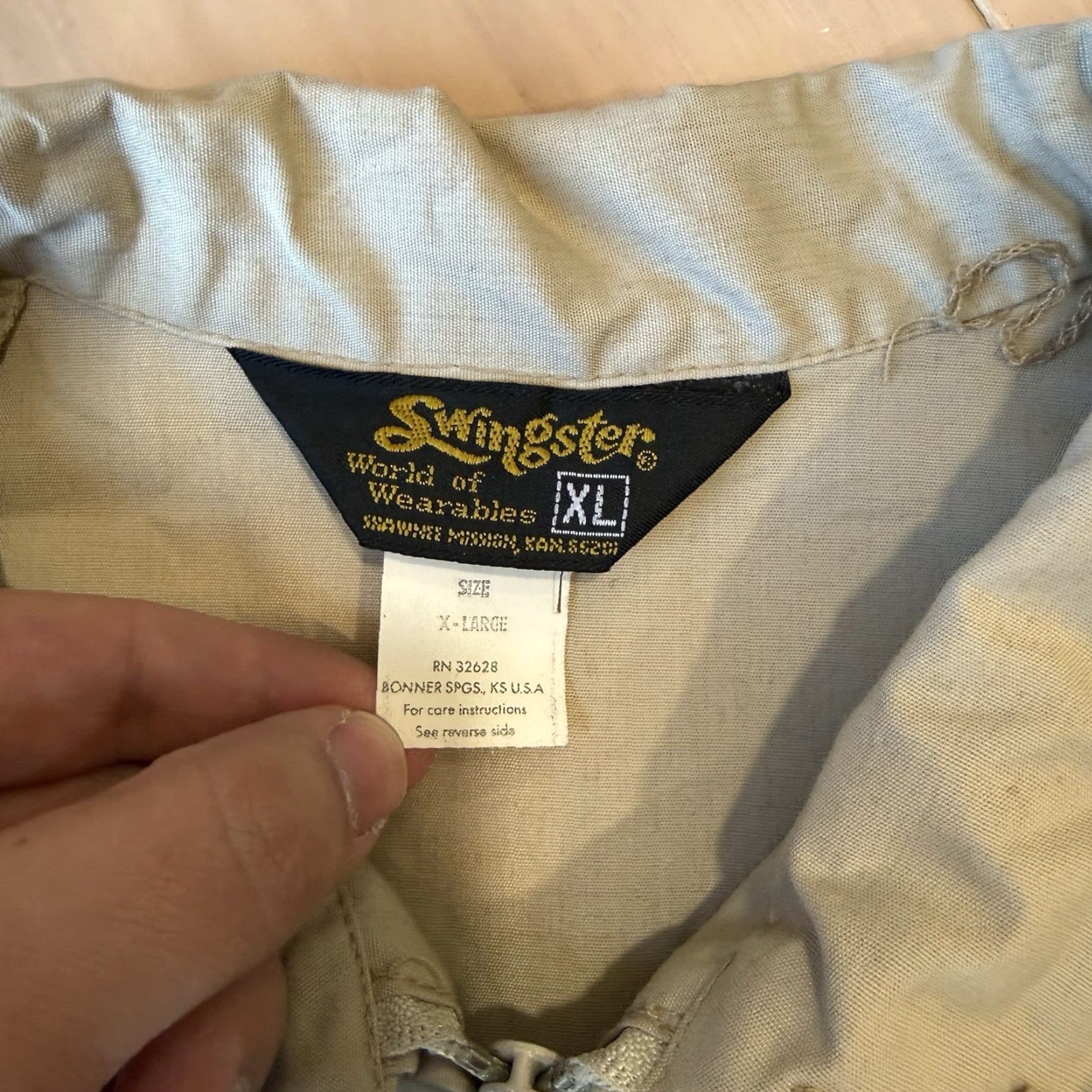 Vintage VINTAGE Swingster Jacket XL Khaki Full Zip 80s Made in USA Jolly Ranch Candy Shirt Mens Regular XL Beige Zip Front 90s USA Classic Size US XL / EU 56 / 4 - 7 Thumbnail