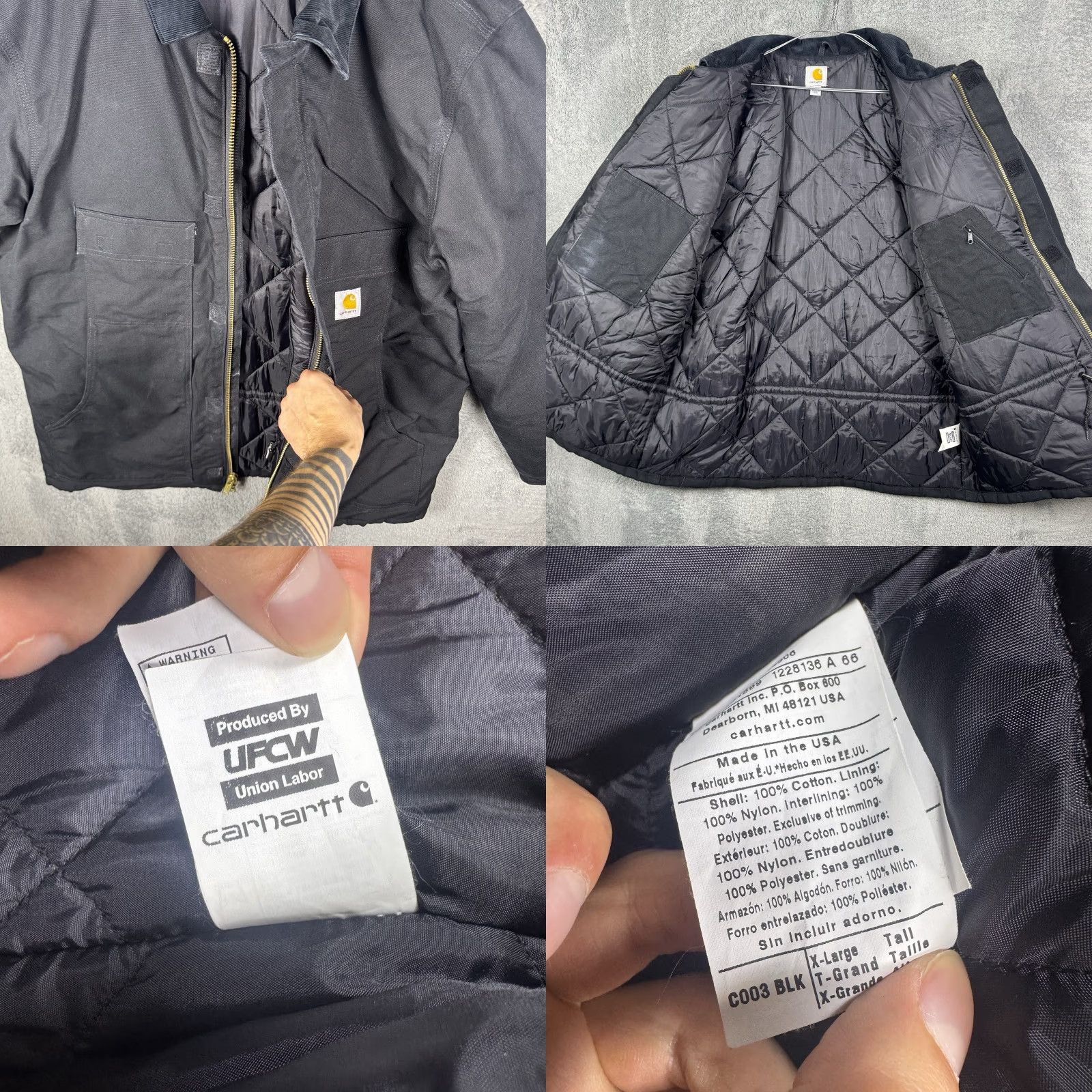 Carhartt VINTAGE Carhartt Jacket Mens XLT USA Made Detroit Canvas Quilted Arctic C003-BLK Size US XL / EU 56 / 4 - 8 Thumbnail