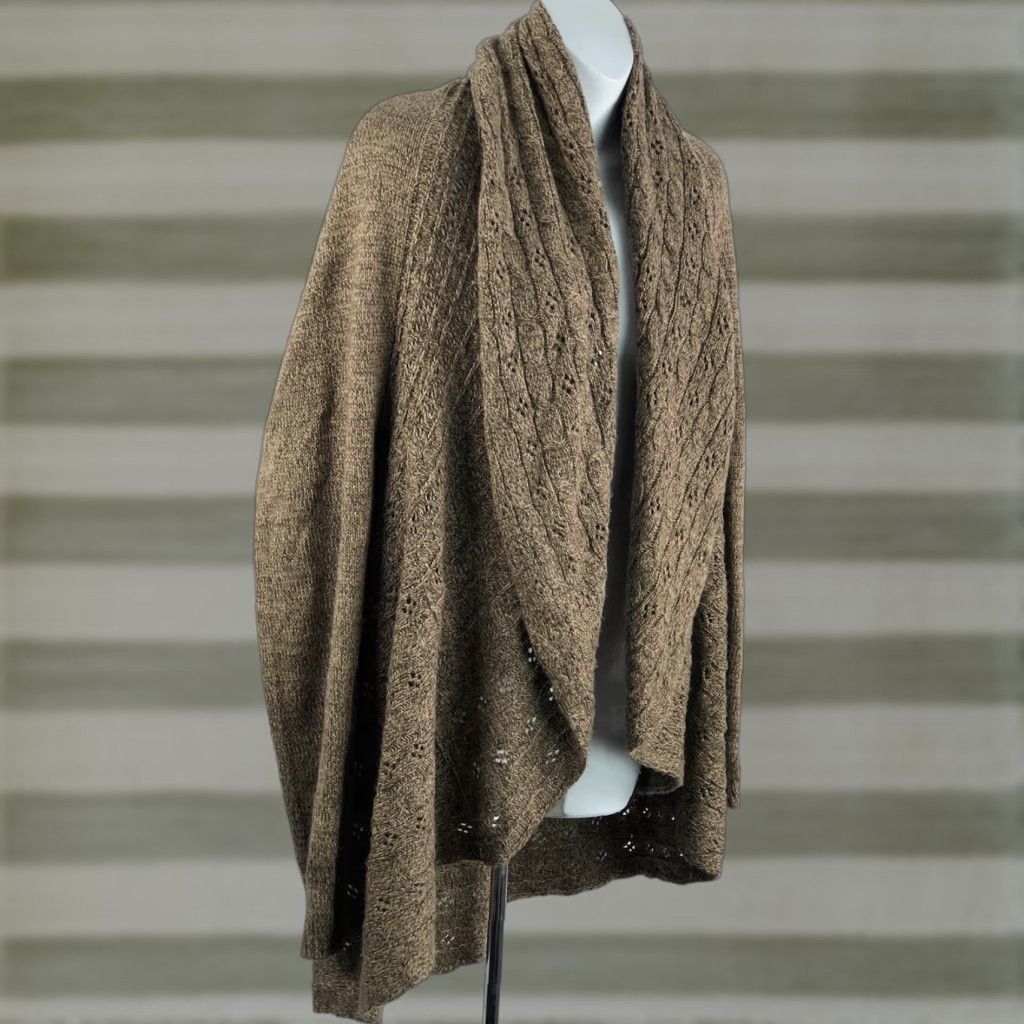 Vintage VINTAGE Karen Scott Cardigan Sweater L Brown Open Front Wide Shawl Collar Grunge Boho Y2K Womens Size L / US 10 / IT 46 - 1 Thumbnail