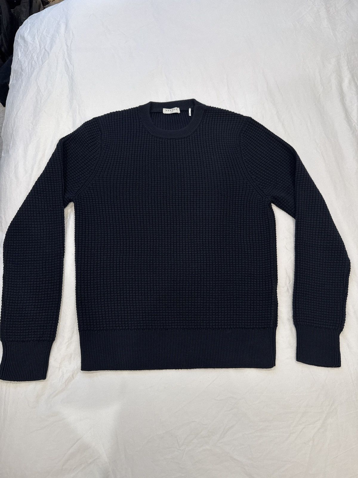 Sandro Sandro Heavy Knit Sweater Navy Blue Size US XL / EU 56 / 4 - 3 Thumbnail