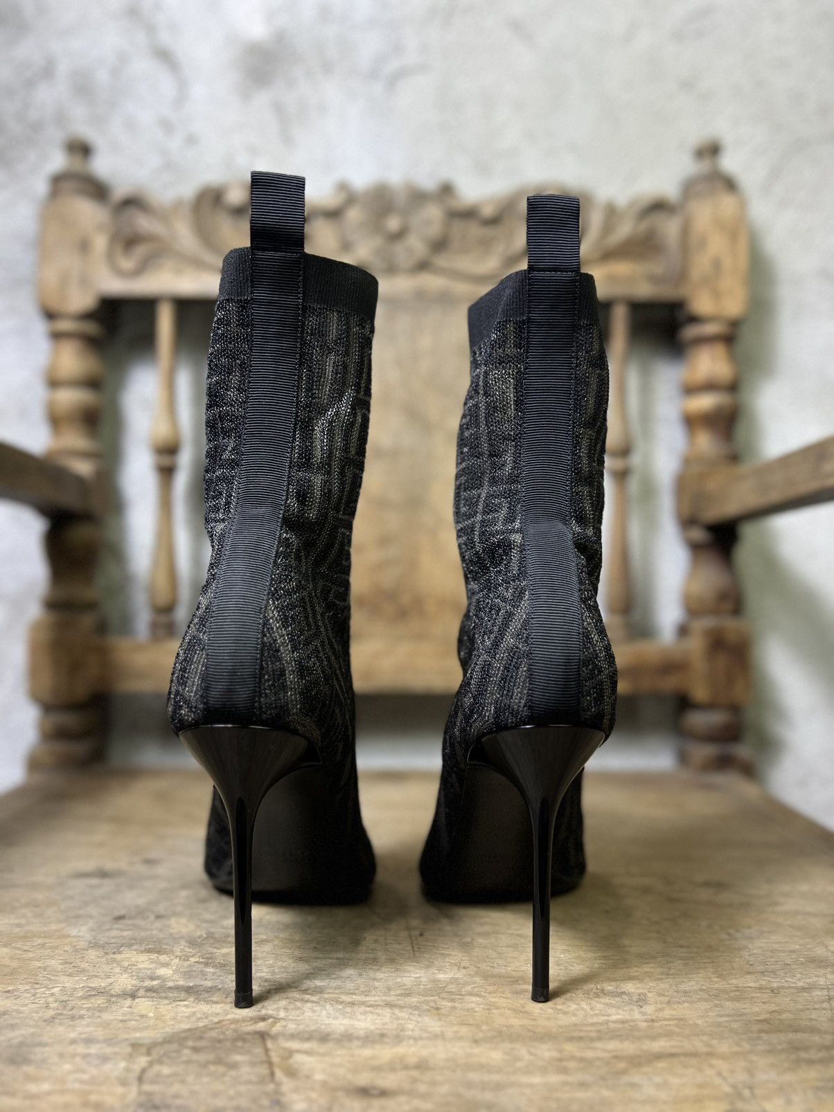 Balmain Balmain Skye Monogram Sock Boots - FW/21 - Labyrinth Knit Size US 9 / IT 39 - 4 Thumbnail