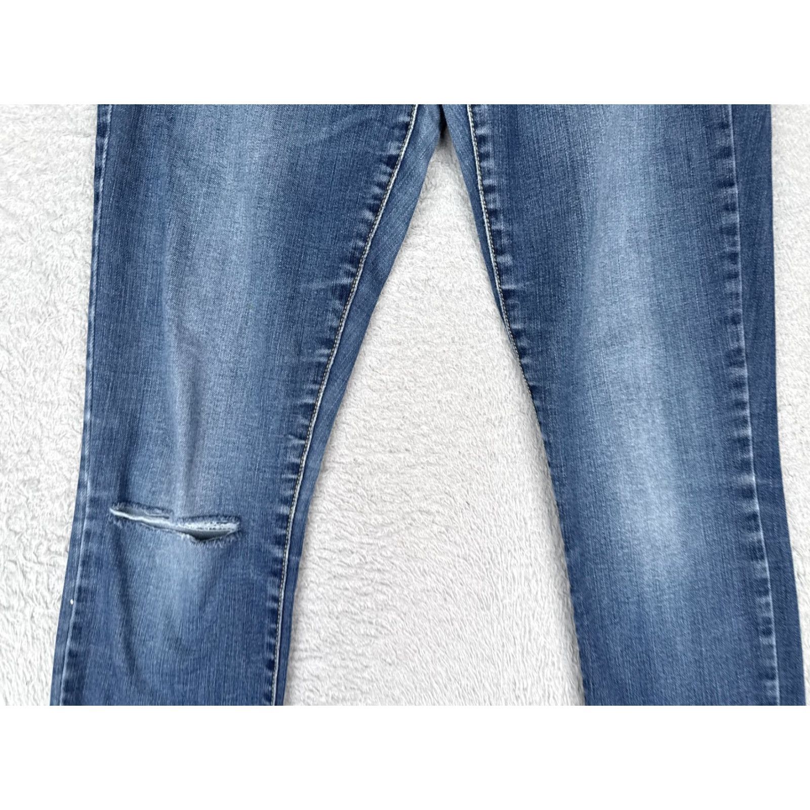 Vintage Arizona Jean Co Jeans Womens 12 Blue Super Skinny Mid Rise Distressed Stretch Size 28" / US 6 / IT 42 - 3 Thumbnail