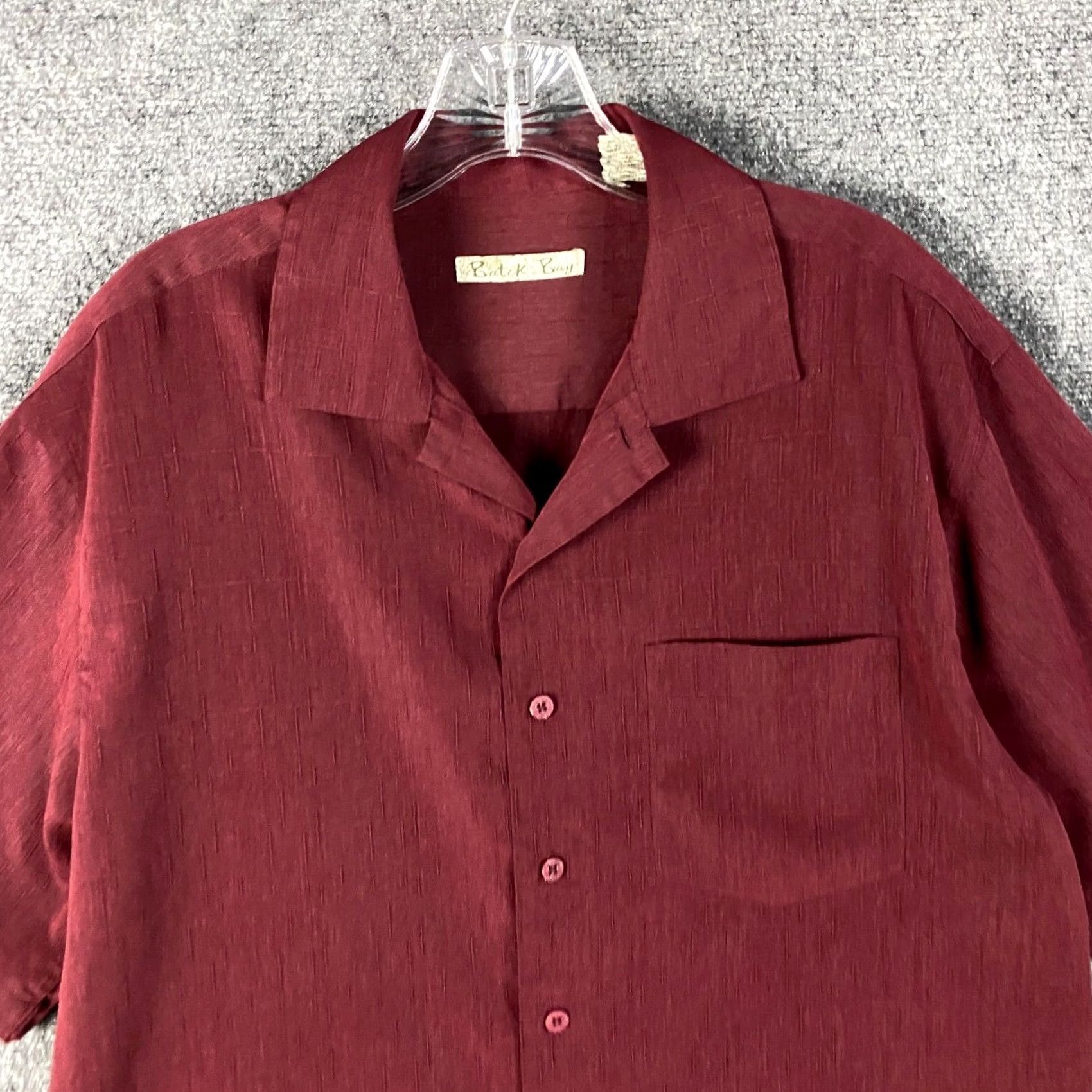 Vintage Batck Bay Button-Up Shirt Men Short Sleeve Red M 100% Polyester Button Closure Collared Casual Shirt, Regular Fit, Vintage No Size US M / EU 48-50 / 2 - 2 Thumbnail