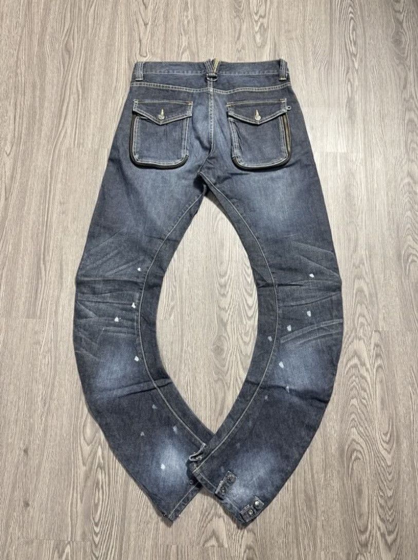 PPFM PPFM Distressed Slim Fit Curved Jeans Size US 31 - 8 Thumbnail