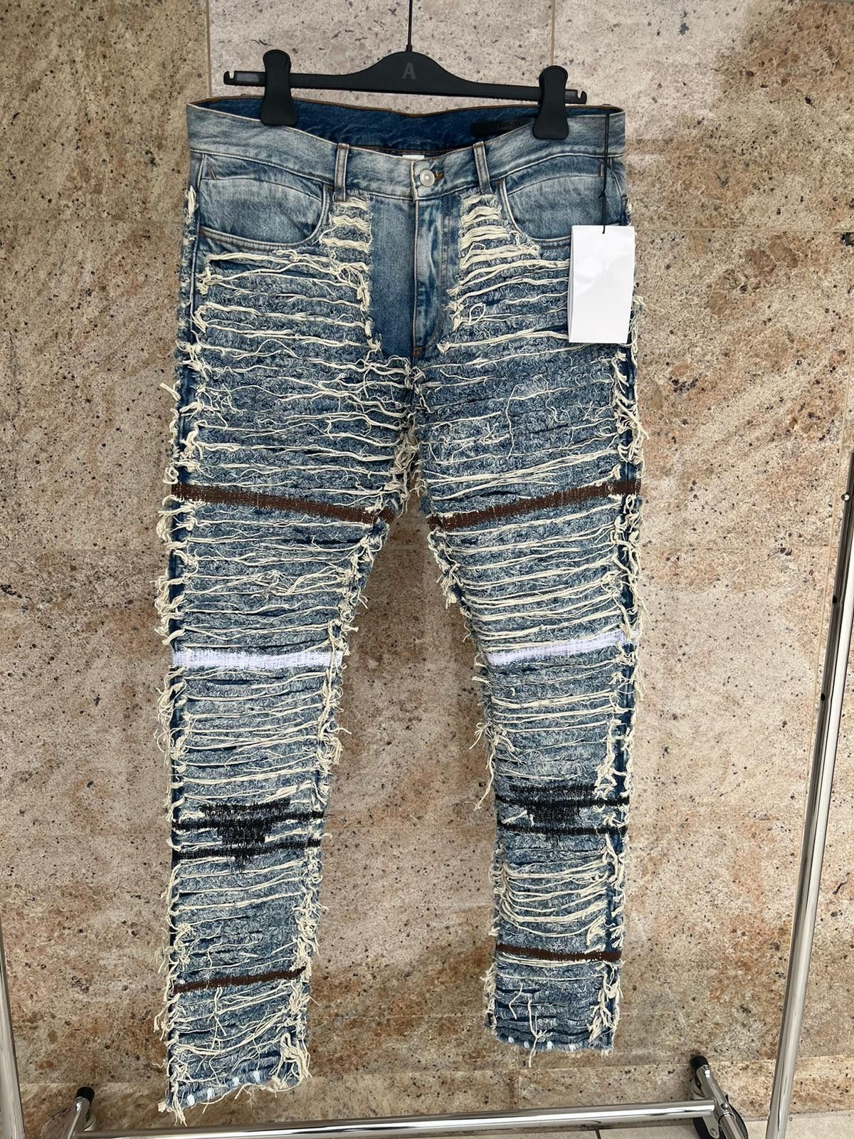 Alyx × Blackmeans 6 Pocket Blackmeans Distressed & Frayed Denim in Blue Size US 36 / EU 52 - 1 Thumbnail