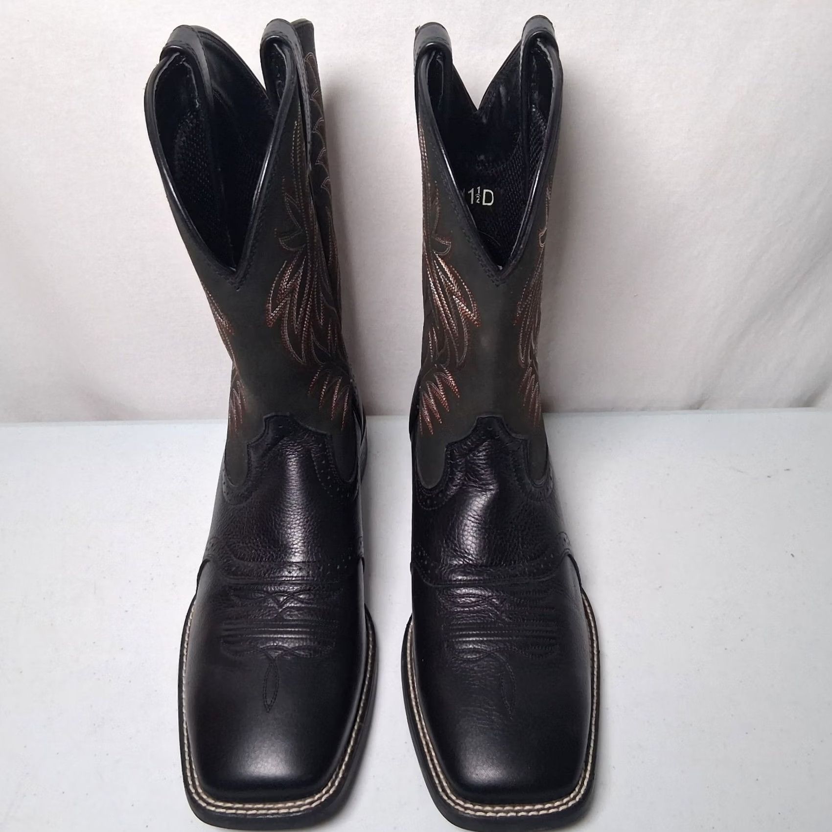 Ariat Ariat Sport Western Boots Men 11 1/2 D Black Leather Square Toe Cowboy Rancher Rodeo Boots Size US 12 / EU 45 - 6 Thumbnail