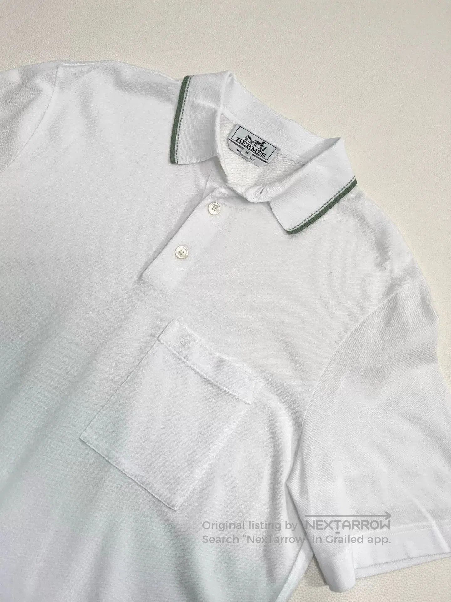 Hermes Hermes Men's New Polo Shirt Green Collar. Size US M / EU 48-50 / 2 - 2 Thumbnail