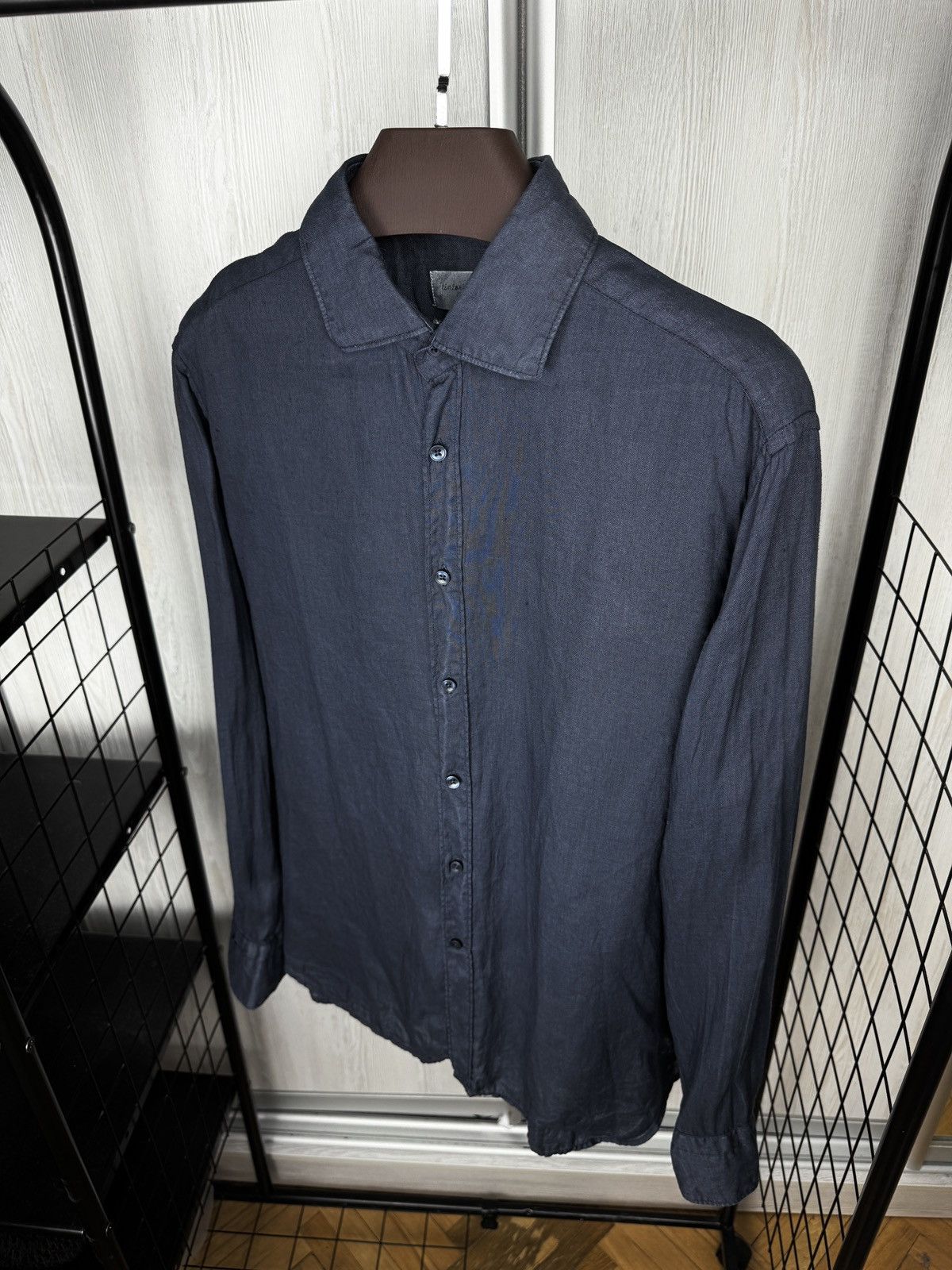 Tintoria Mattei Tintoria Mattei 954 Pure Linen Graphite Garment Dyed Shirt Size US XL / EU 56 / 4 - 6 Thumbnail