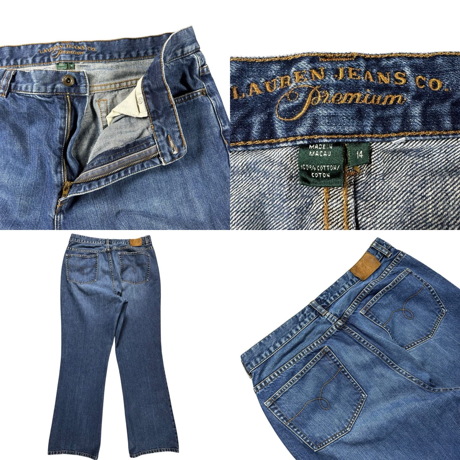 Ralph Lauren VINTAGE Lauren Ralph Lauren Jeans Women's 14 Denim Bootcut 100% Cotton Midrise Blue 5-Pocket Mens Womens Bells Size 36" / US 14 / IT 50 - 8 Thumbnail