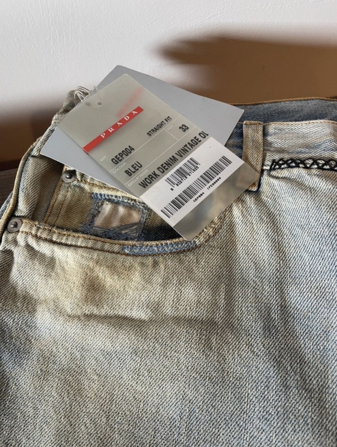 Prada Prada 2005 Mainline Vintage Overdyed Work Denim Jeans Rare Size US 34 / EU 50 - 2 Thumbnail