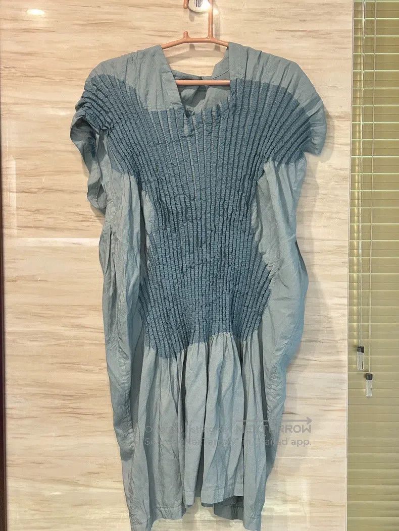 Issey Miyake Issey Miyake Ruffled Memory Dress Blue Size M / US 6-8 / IT 42-44 - 2 Thumbnail
