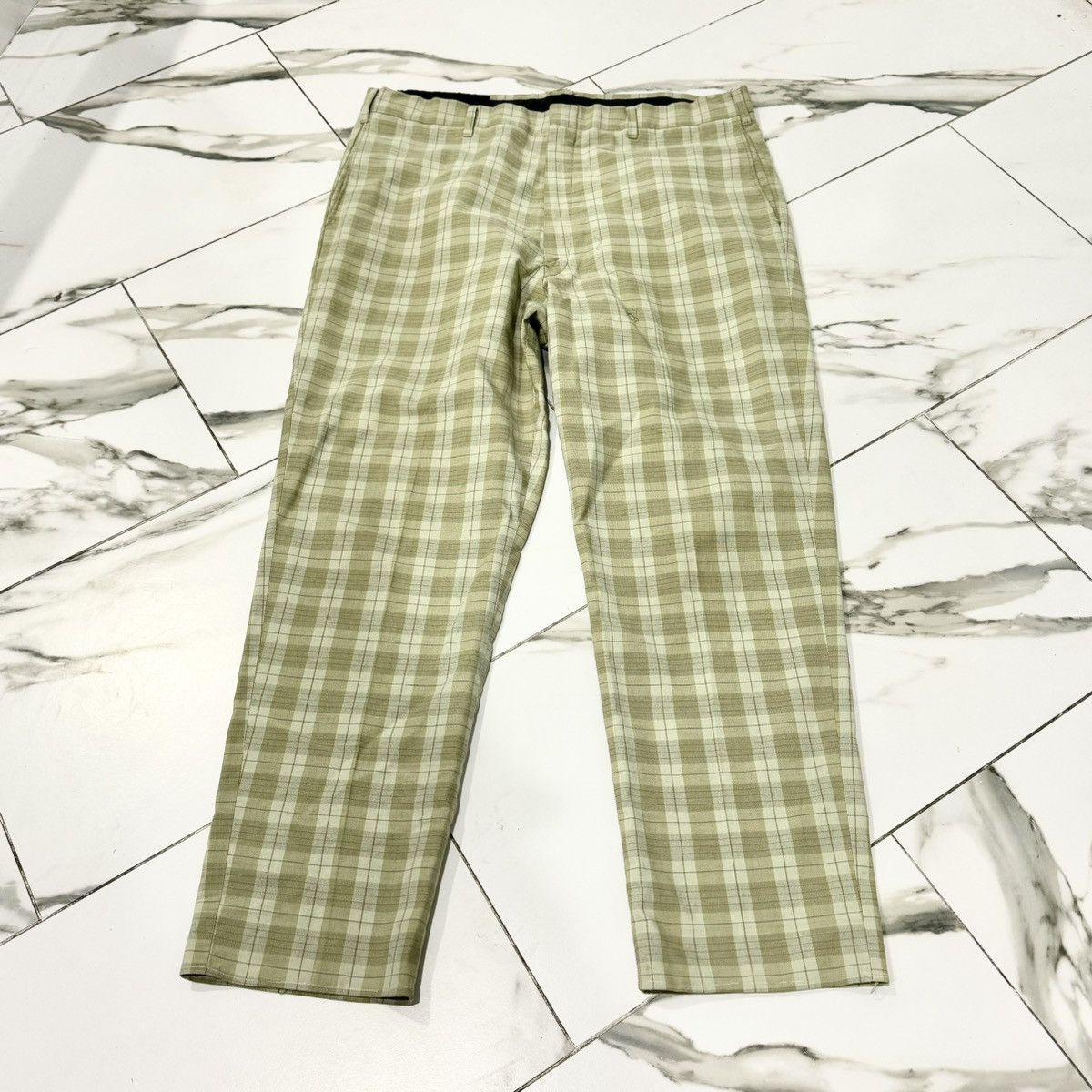 Vintage VINTAGE 70s LIGHT GREEN PLAID PANTS! Size US 34 / EU 50 - 4 Thumbnail