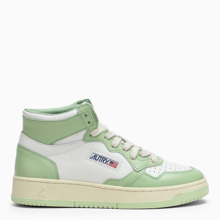 AUTRY o1d2blof0824 High-Top Sneakers in White & Light Green Size US 5 / IT 35 - 1 Thumbnail
