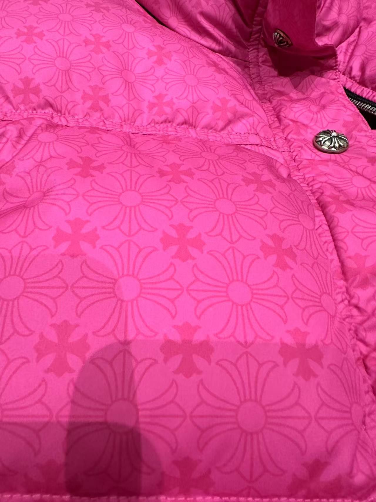Chrome Hearts Women Pink Monogram Cropped Puffer Down Jacket