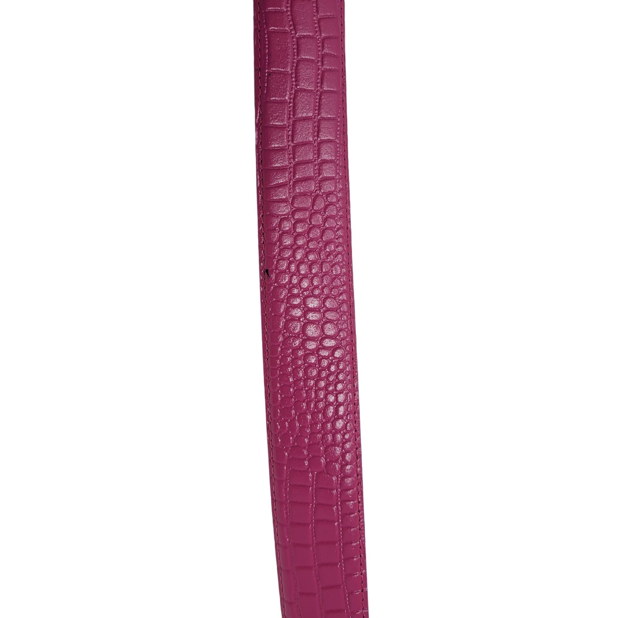 Vintage Vintage 80's Genuine Leather Belt L Fuchsia Hot Pink Croc Em Size ONE SIZE - 8 Thumbnail