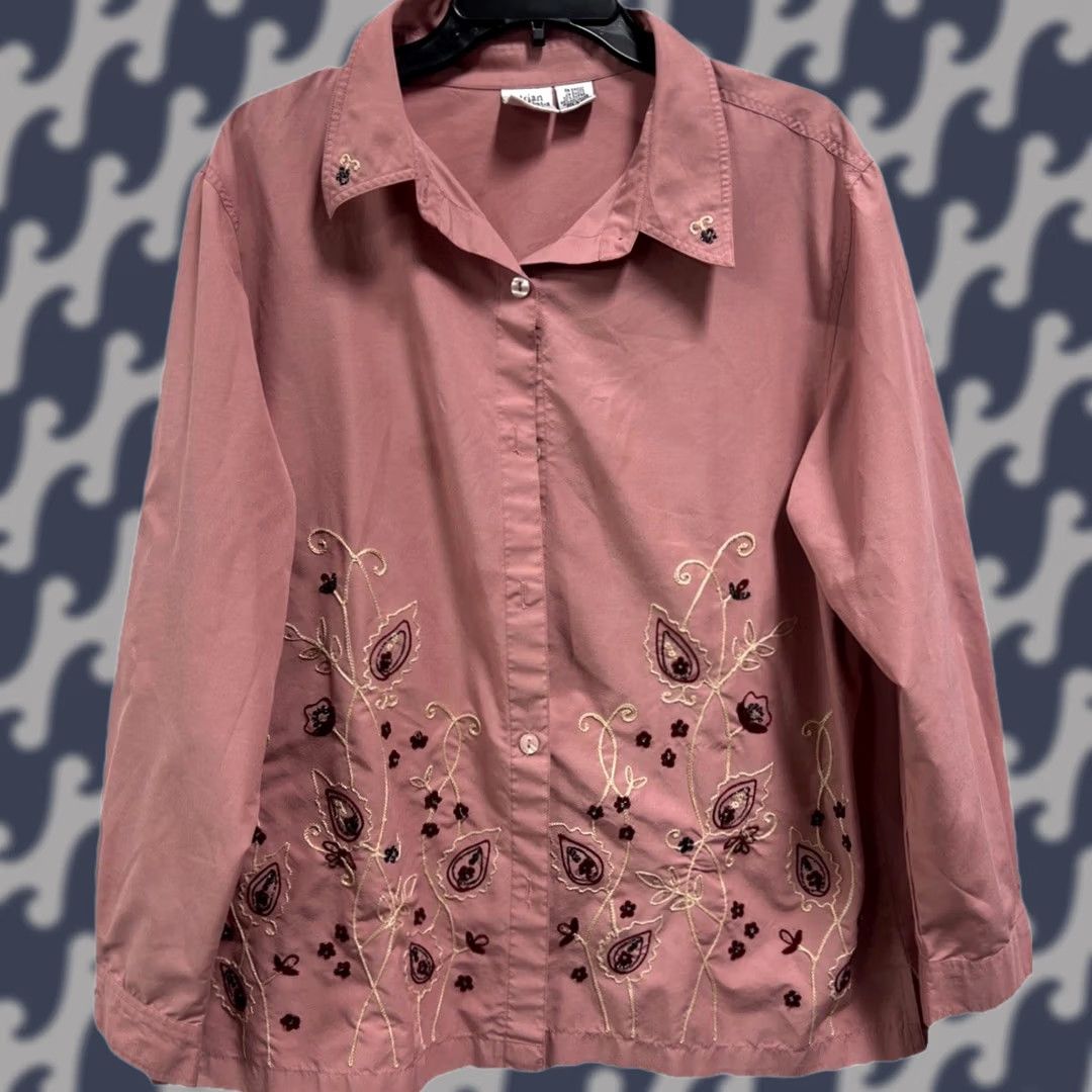 Pinko VINTAGE Adrian Delafield Blouse Pink 3/4 Sleeve Embroidered Sequin Cottagecore Women’s XL Size XL / US 12-14 / IT 48-50 - 1 Thumbnail