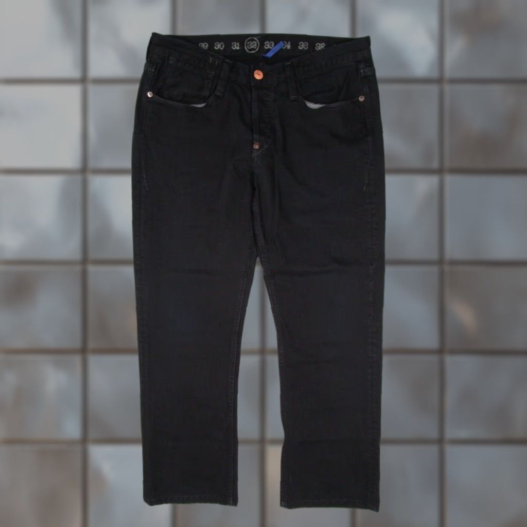 Vintage Earnest Sewn Men's Black Denim Jeans Fulton 92 Straight 32x27 Classic Fit Size US 32 / EU 48 - 1 Thumbnail
