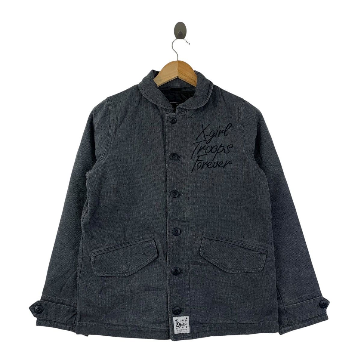 Vintage X-Girl Troops Forever Military Work Jacket Black Size US M / EU 48-50 / 2 - 1 Thumbnail