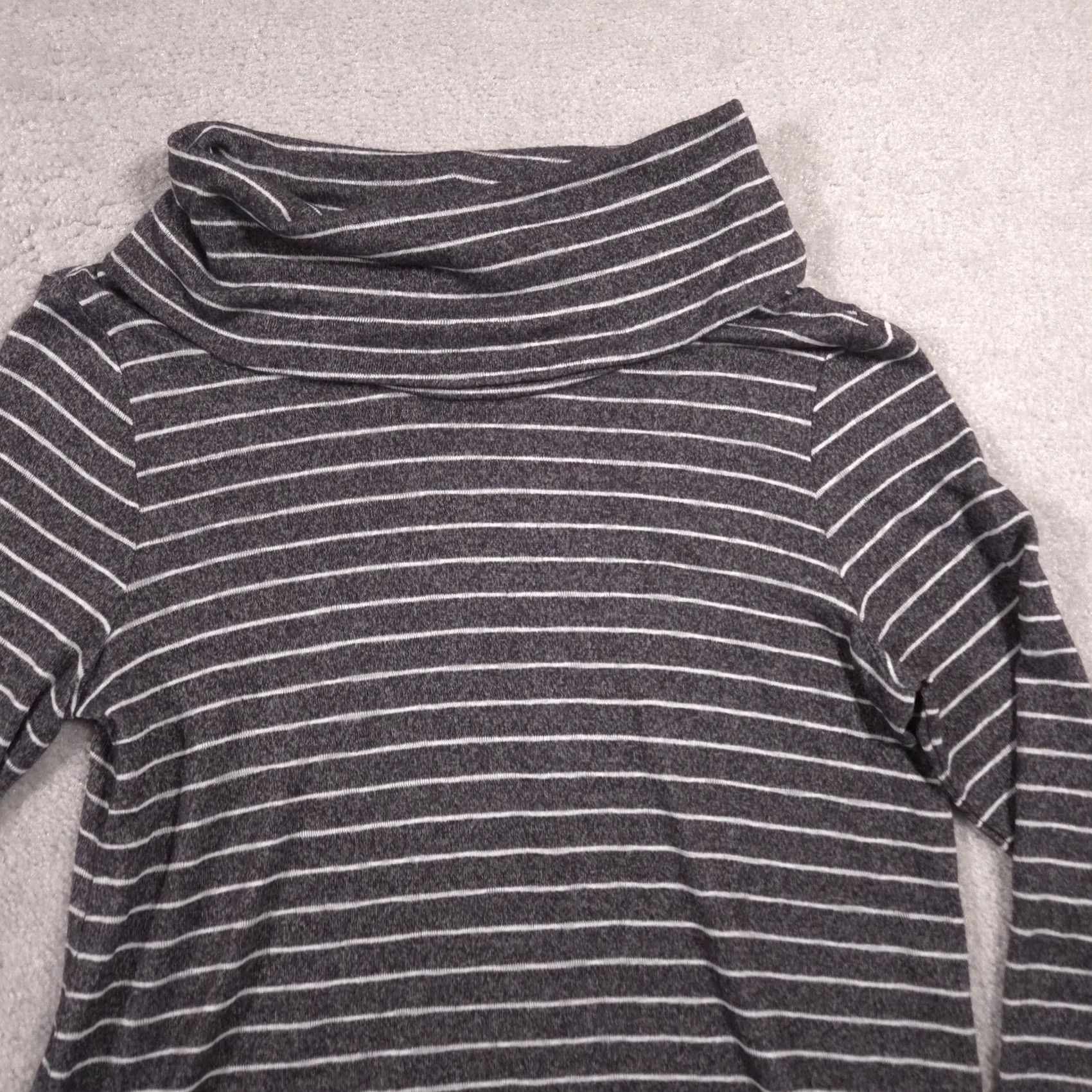 Vintage Chico's Shirt Womens Gray Stripe Cowl Neck Long Sleeve Tunic Top Stretch Size XS / US 0-2 / IT 36-38 - 3 Thumbnail