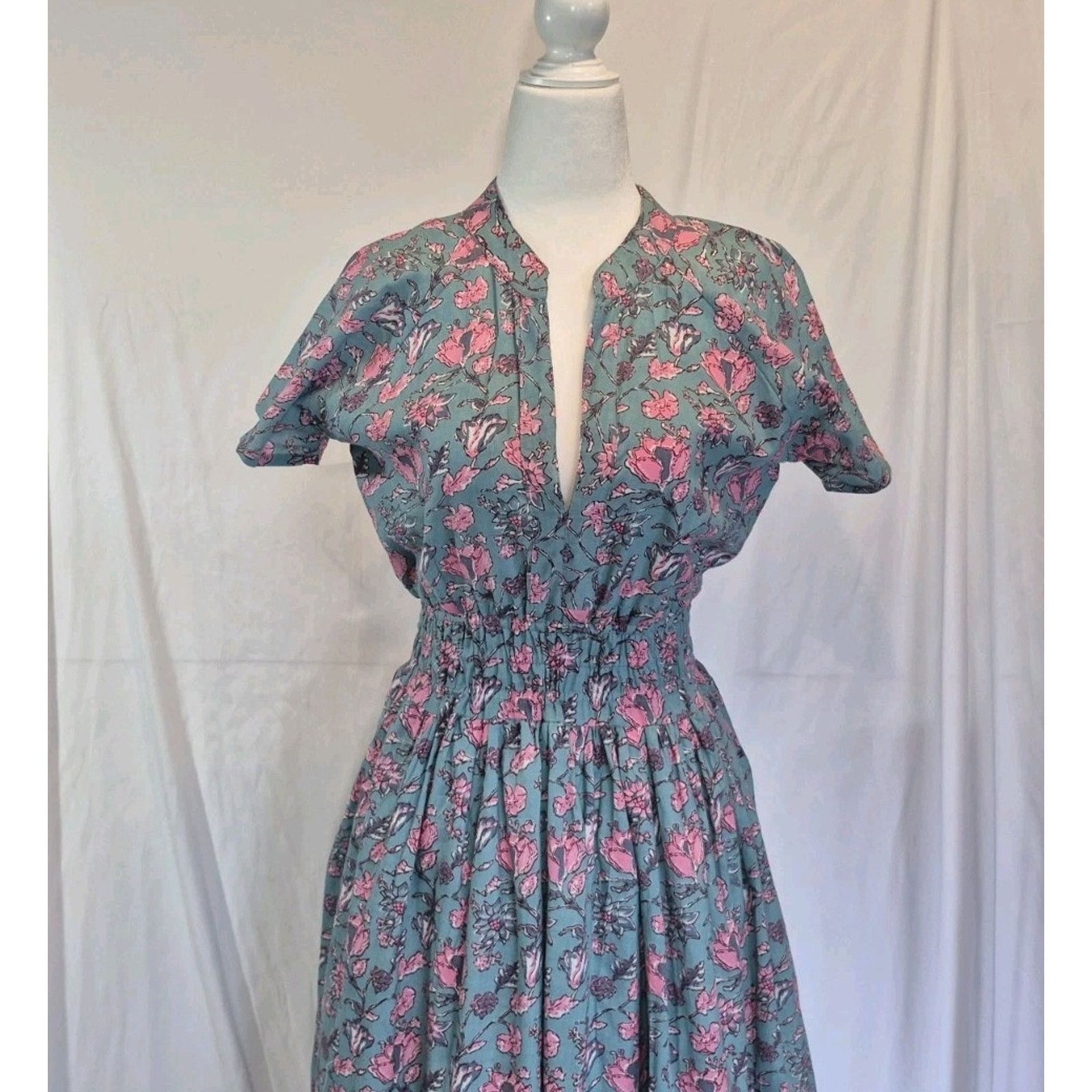 Other New India Collection Blue/Green Pink Cotton Maxi Dress XS Size XS / US 0-2 / IT 36-38 - 5 Thumbnail