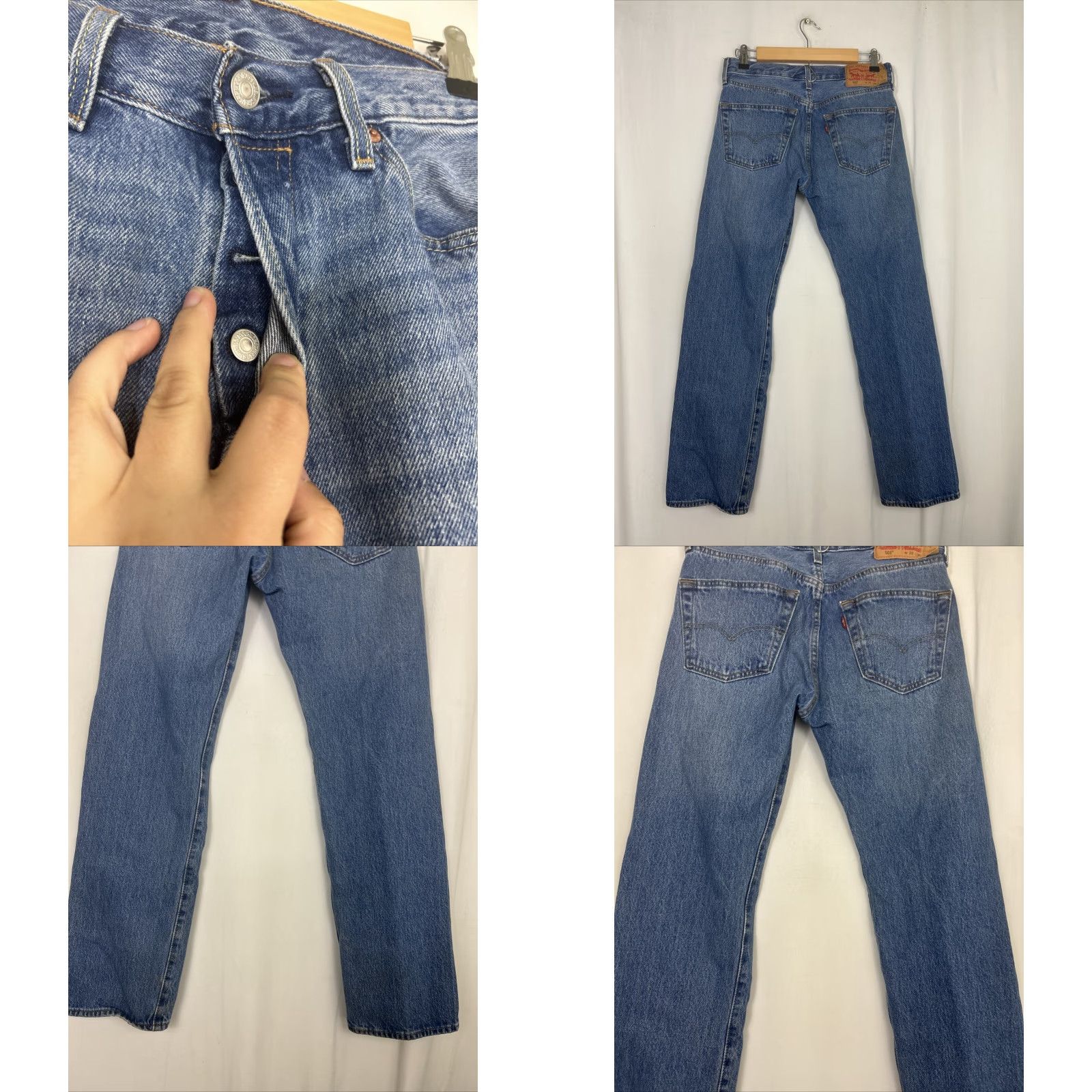 Levi's Levi’s 501 XX Jeans Medium Wash Blue 29x30 Mens Regular Classic Straight Button Fly Stains Size US 29 - 8 Thumbnail
