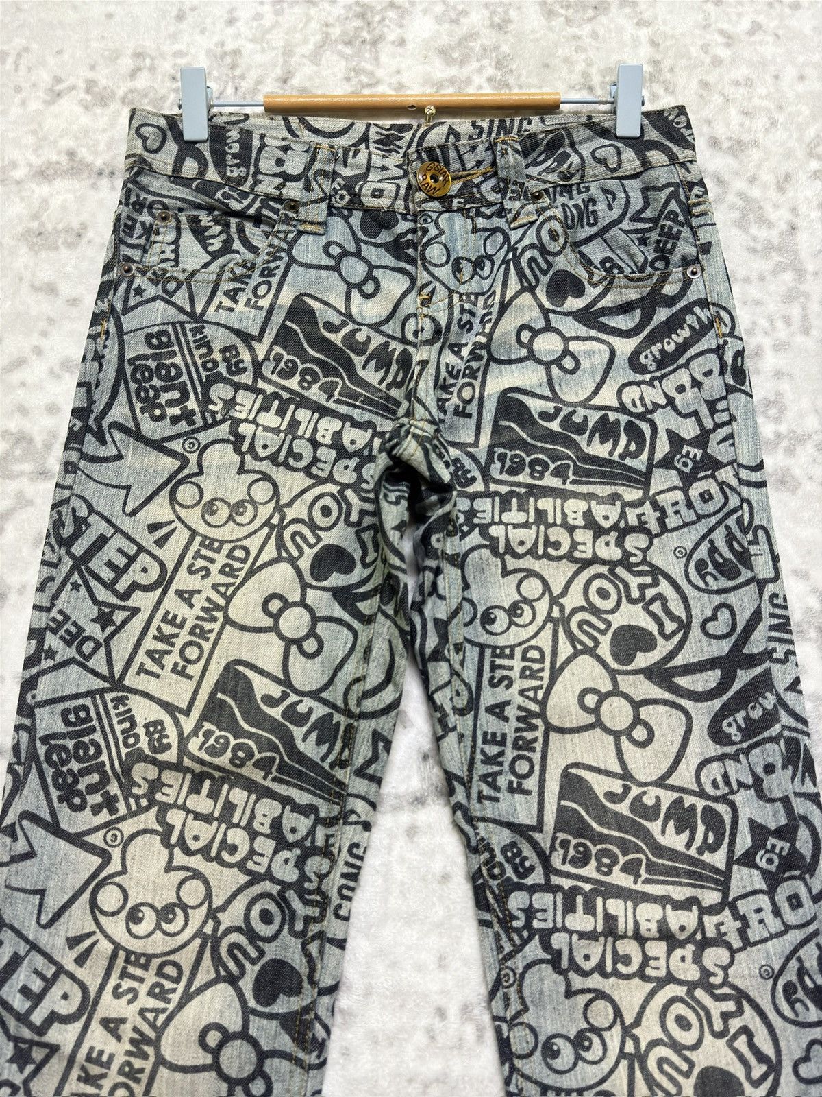 Japanese Brand Vintage Y2K Japanese Punk Denim All Over Print Jeans Size US 30 / EU 46 - 3 Thumbnail