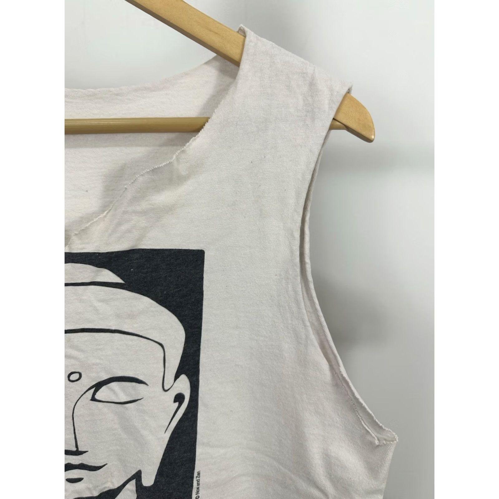 Vintage VTG Buddha Siddhartha Inquire Within Zen Meditate Chopped Tank Top Shirt M White Religious Buddhism Mens Sleeveless T-Shirt BudHism Buddha 90s Theme Size US M / EU 48-50 / 2 - 6 Thumbnail