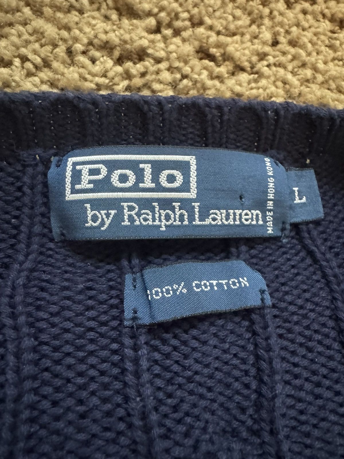 Polo Ralph Lauren Polo Ralph Lauren Navy Blue Cable Knit Sweater Large Size US L / EU 52-54 / 3 - 3 Thumbnail
