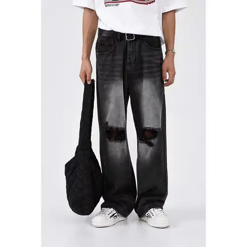 VIBE Vintage Distressed Straight Relaxed Wide-Leg Jeans Size US 32 / EU 48 - 5 Thumbnail