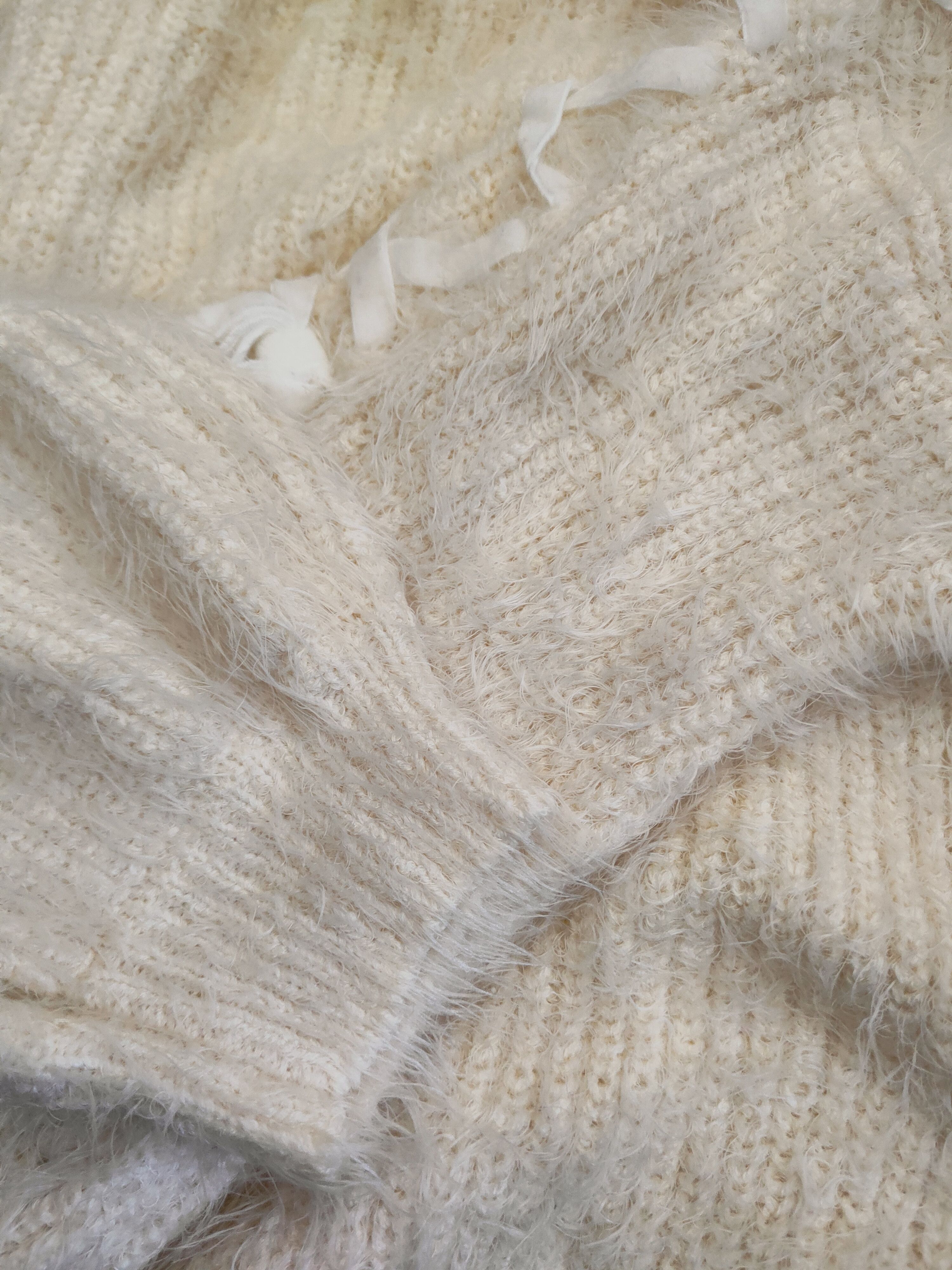 Japanese Brand DL Ingni Cream Fur Mohair Knitwear #46-548 Size M / US 6-8 / IT 42-44 - 12 Thumbnail