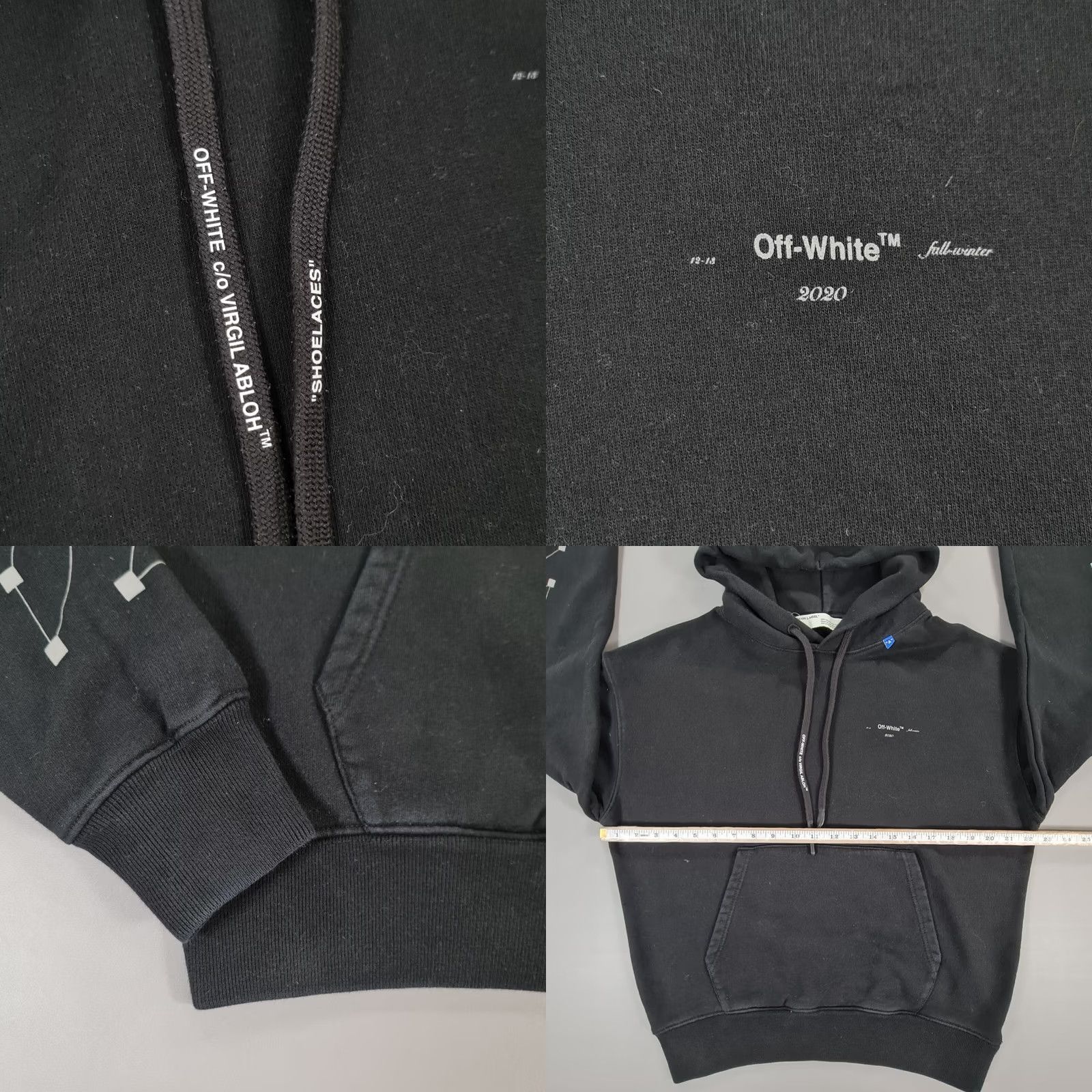 Off-White VINTAGE Off-White Mens Hoodie Black XS Pullover Logo Front Cotton Fleece Kangaroo Pocket Diag Backone? Size US XS / EU 42 / 0 - 8 Thumbnail
