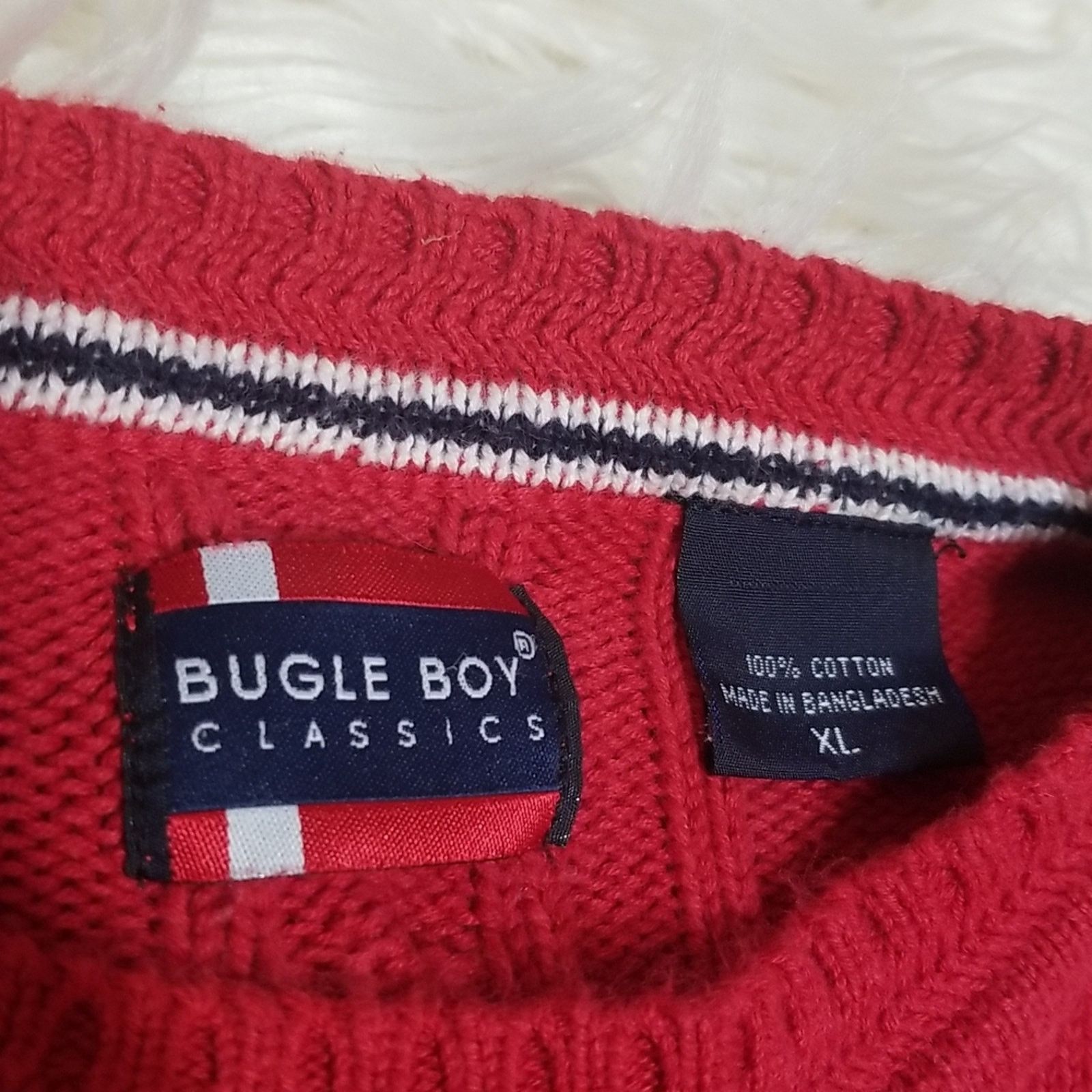 Bugle Boy Vintage Bugle Boy Red Cable Knit Crewneck Sweater Size US XL / EU 56 / 4 - 3 Thumbnail