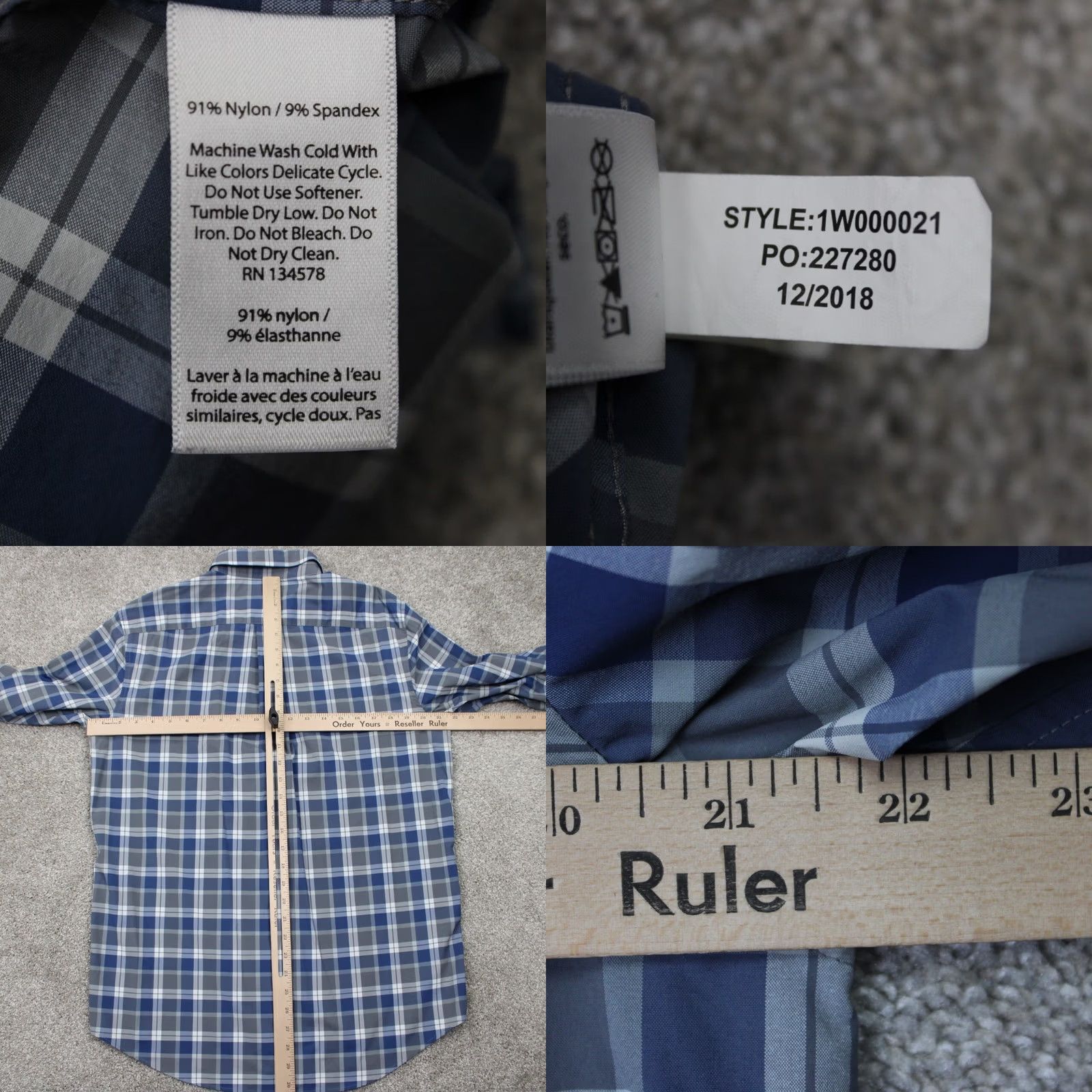 Vineyard Vines Vineyard Vines Performance Shirt Mens Medium Blue/Gray Classic Fit Murray L/S Size US M / EU 48-50 / 2 - 8 Thumbnail